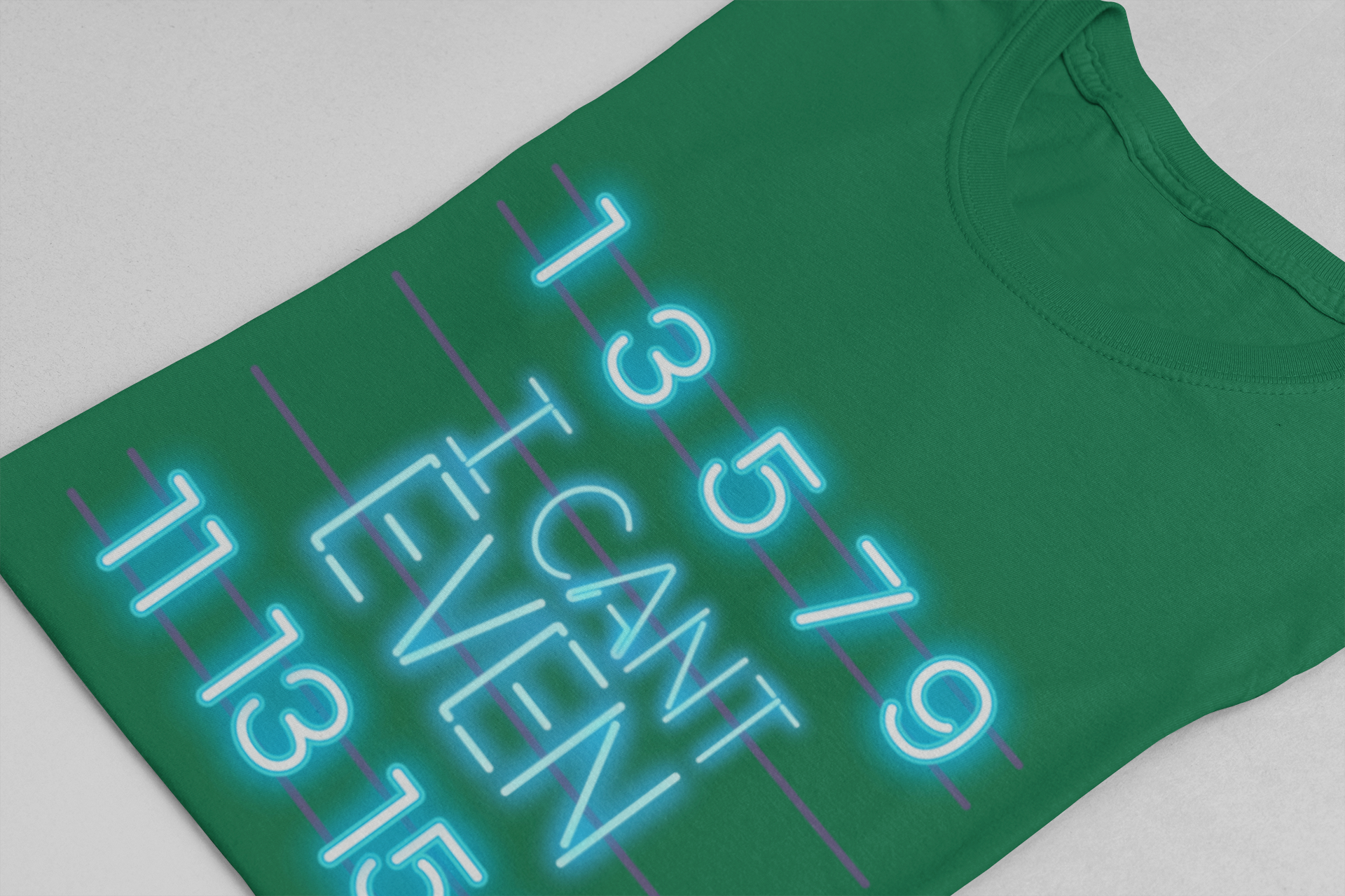 Neon Math Joke Tee – I Can't Even with Odd Numbers