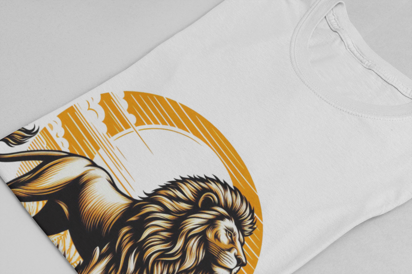King of the Wild Majestic Male Lion Watching Territory with Sunrise Graphic T-Shirt