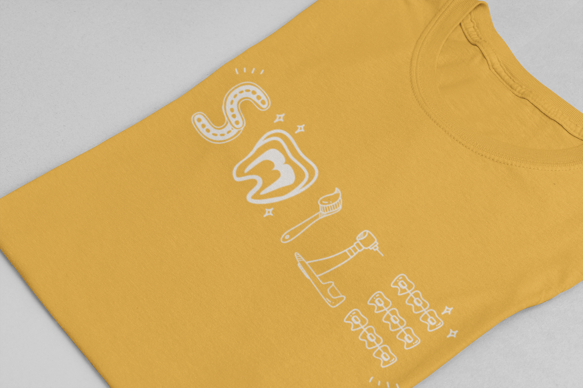 Smile TShirt Dental Cleaning Tools Art Toothbrush Floss Scaler Design