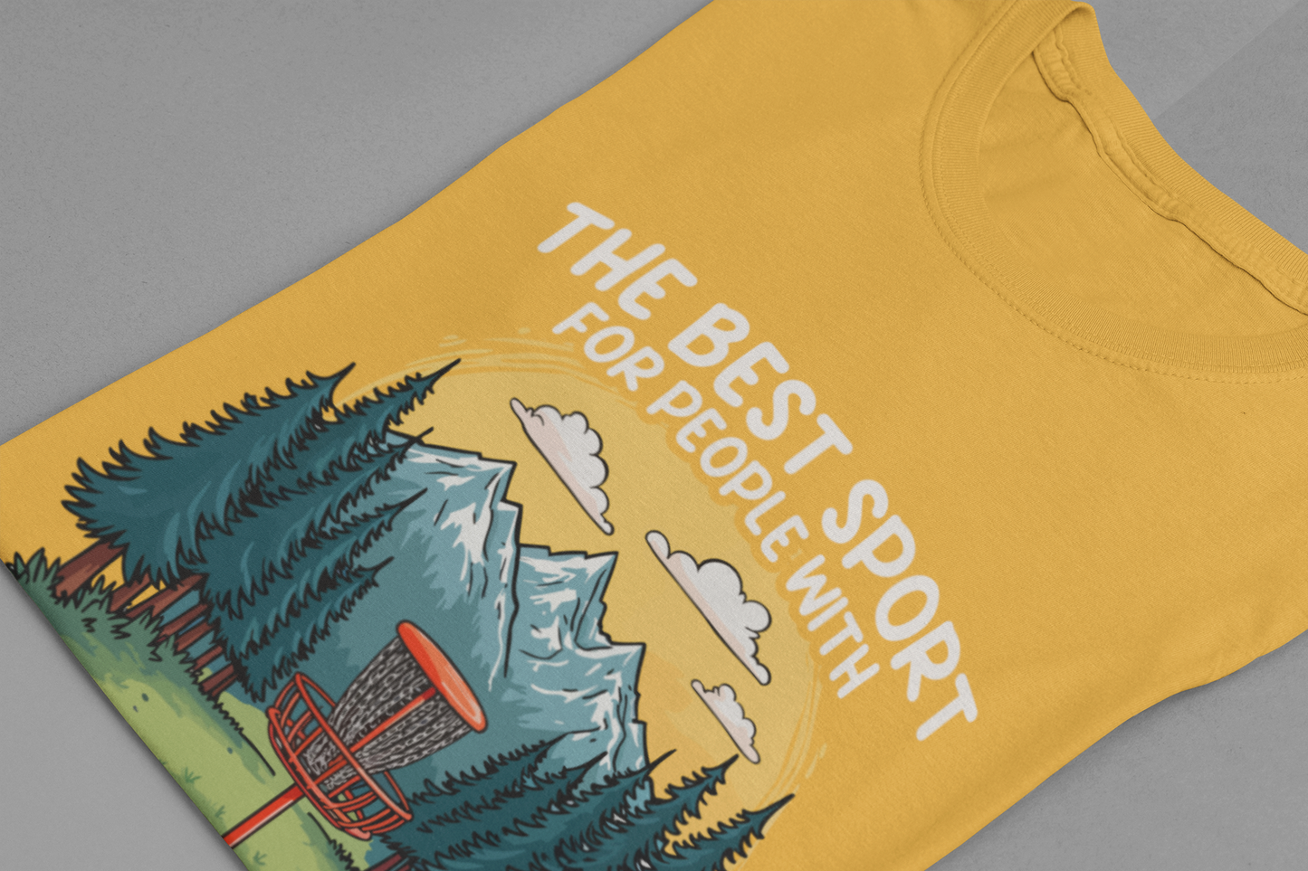 Best Sport for People with Less Brain Cells Tshirt – Funny Disc Golf Mountain Scene