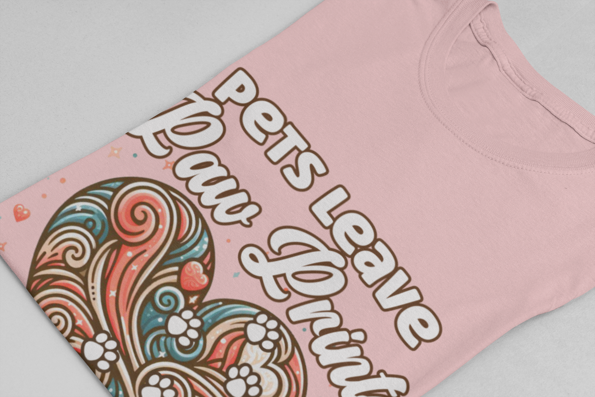 Pets Leave Paw Prints on Our Hearts | Abstract Heart Graphic T-Shirt