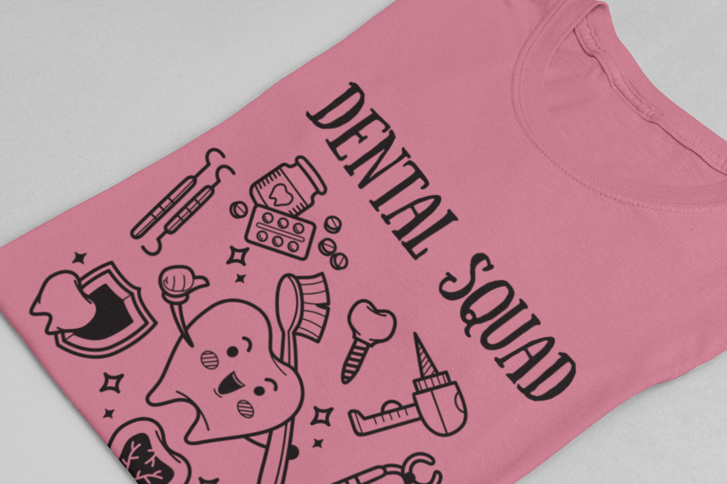 Dental Squad T Shirt Tooth Centered with Dental Tools and Brush