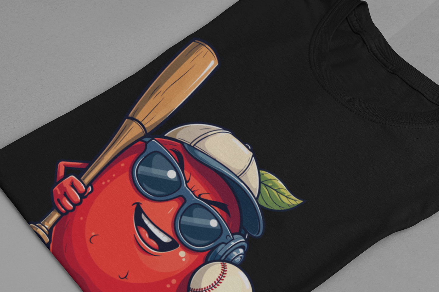 Aggressive Apple Baseball Mascot Tshirt Bold Sports Fruit Character Design