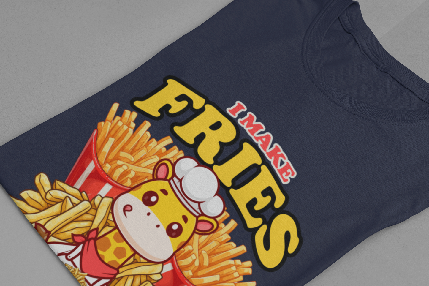 I Make Fries Disappear T-Shirt – Adorable Baby Giraffe Chef With Fries Funny Super Power Graphic Tee