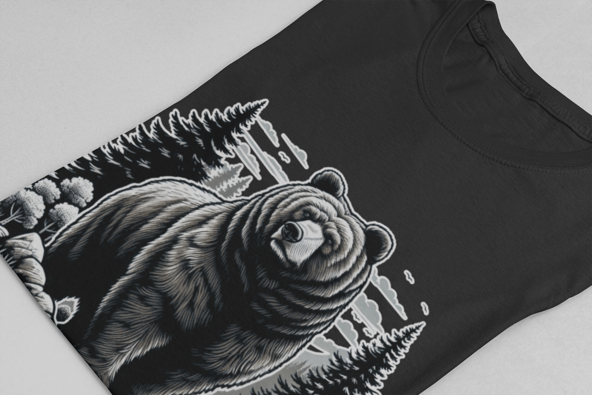 Majestic Wild Bear gazes intently at Stream Edge captivating Graphic T-Shirt