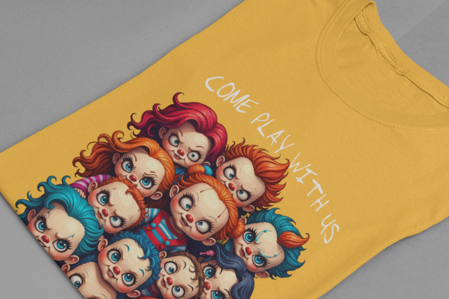 Come Play With Us – Scary Horror Kids Dolls Group Graphic T-Shirt