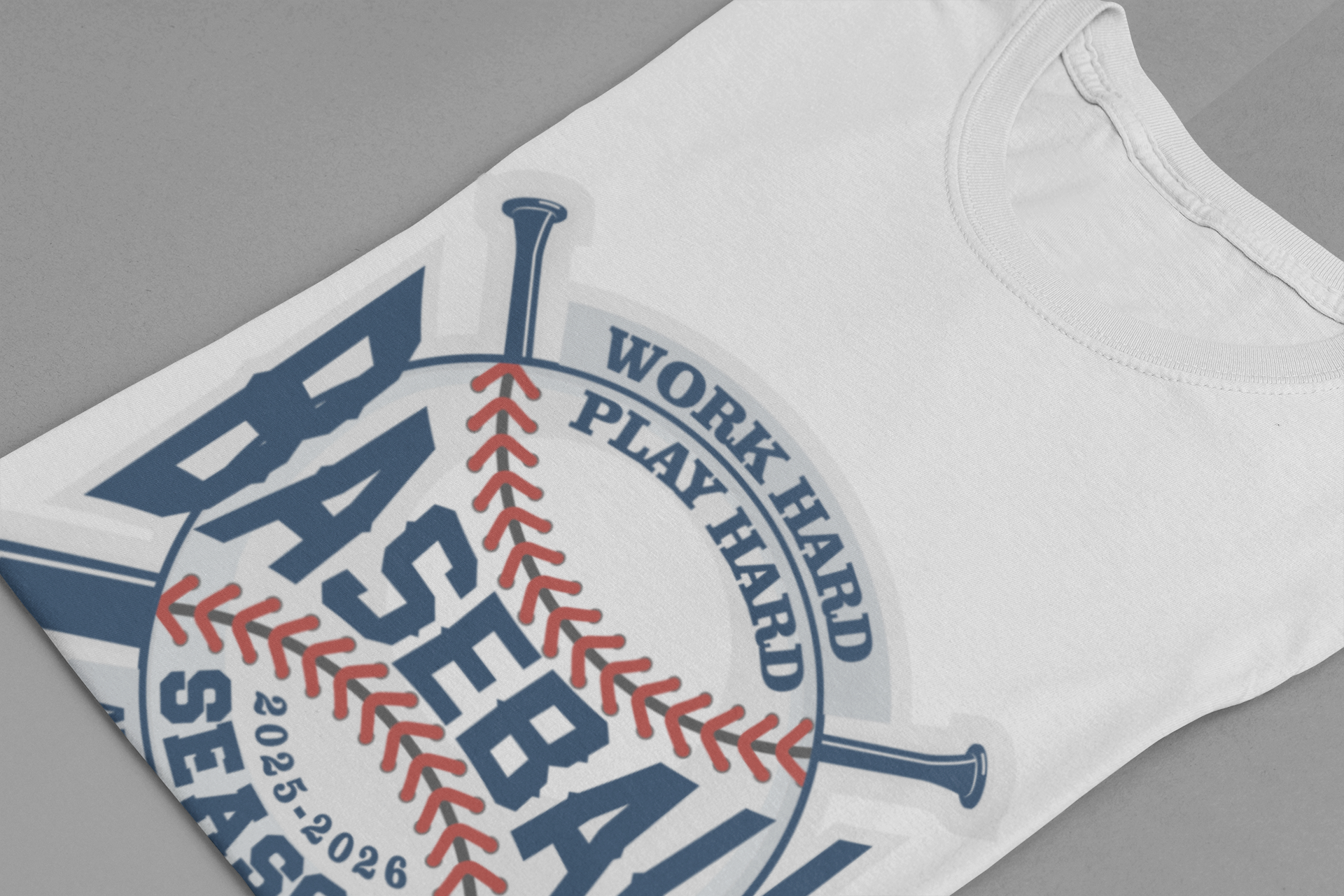 Baseball tshirt - Baseball Work Hard Play Harder Tshirt Large Baseball and Bat Graphic 2025-2026 Season