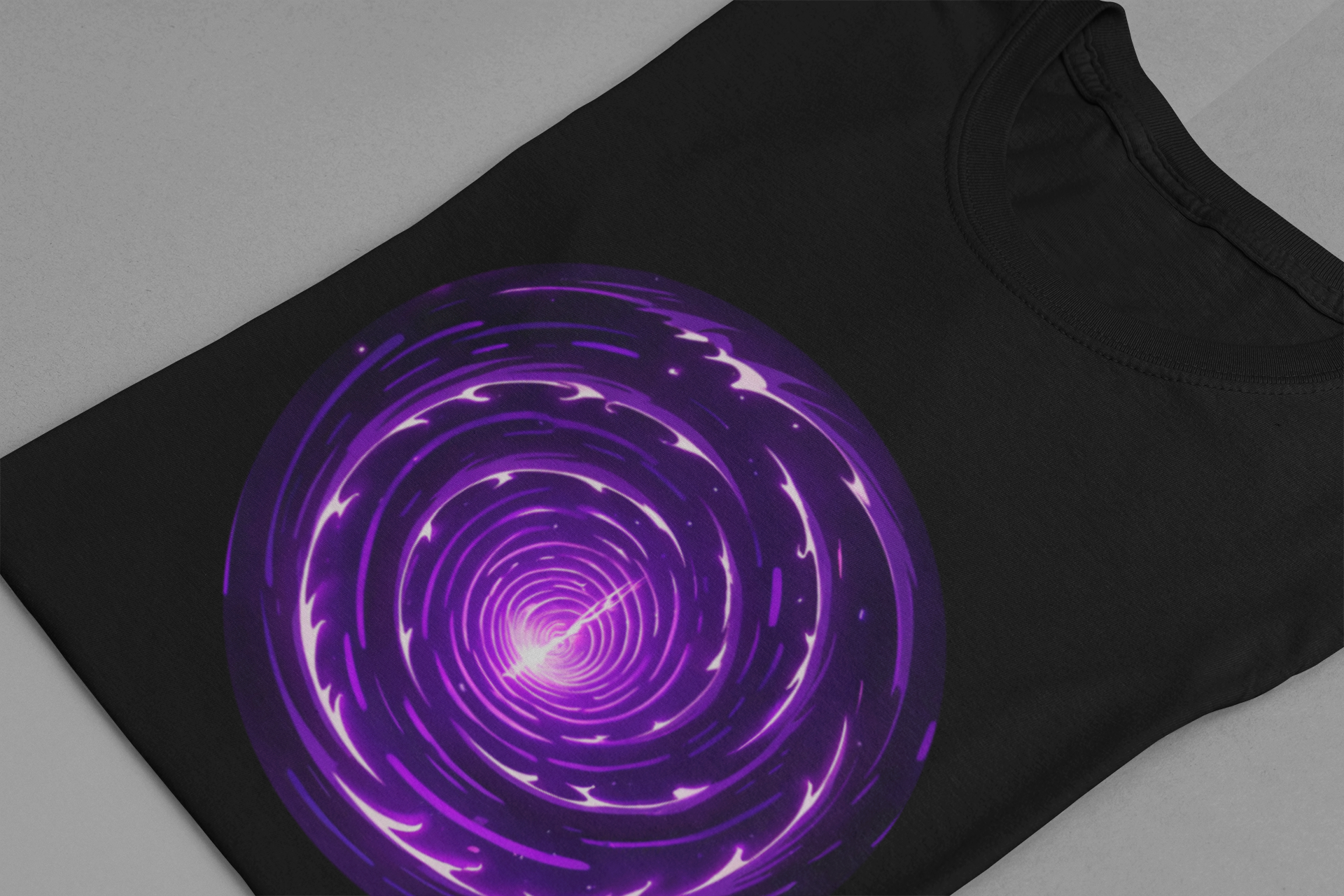 Silently Spiraling – Large Purple Spiral Graphic T-Shirt