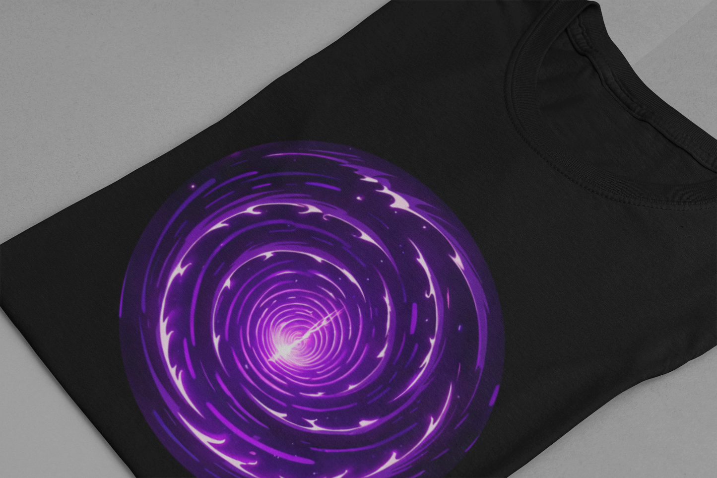 Silently Spiraling – Large Purple Spiral Graphic T-Shirt