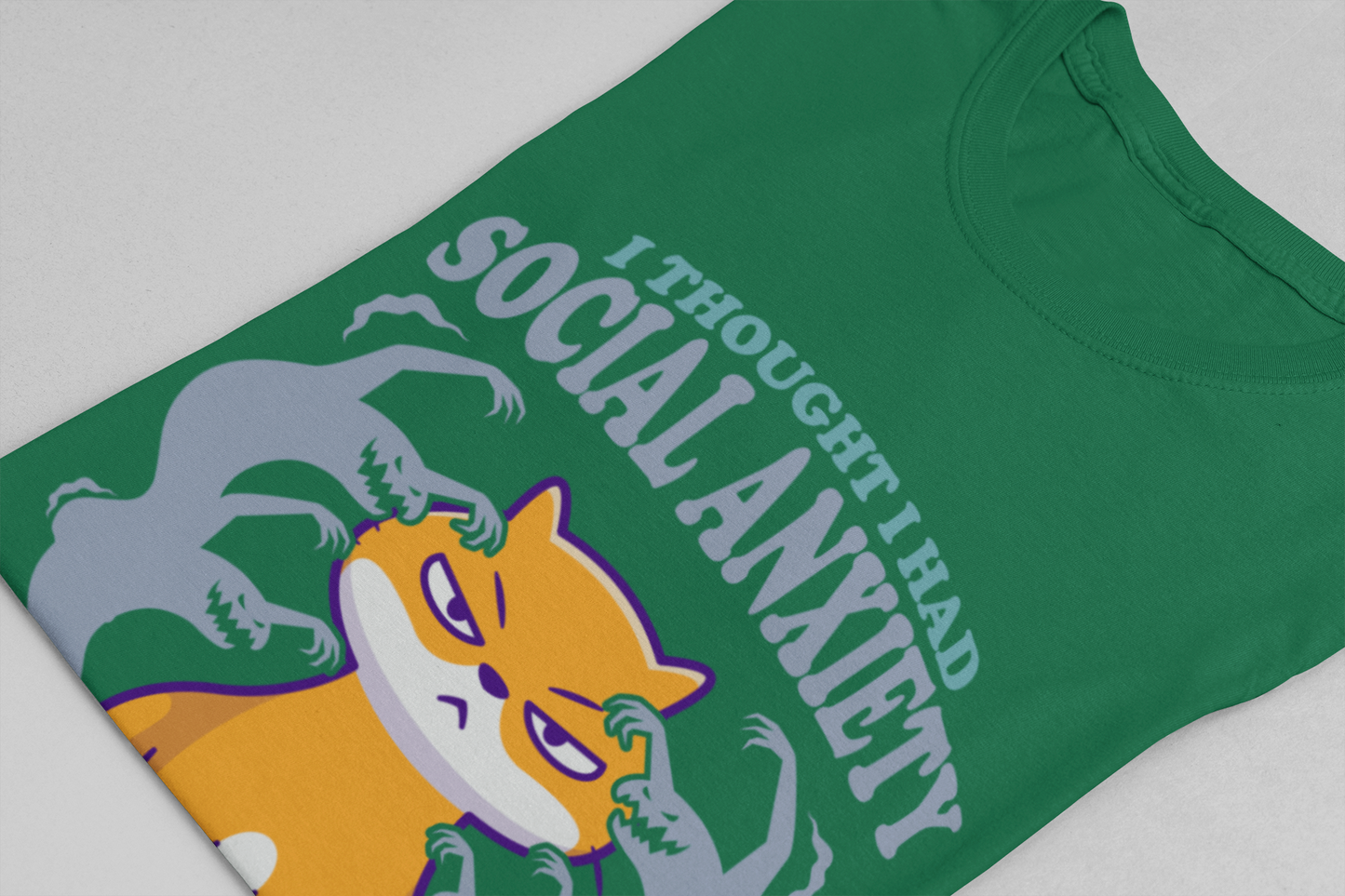 I Thought I Had Social Anxiety Cat T-Shirt – Introvert Humor Cat & Ghosts Graphic Tee