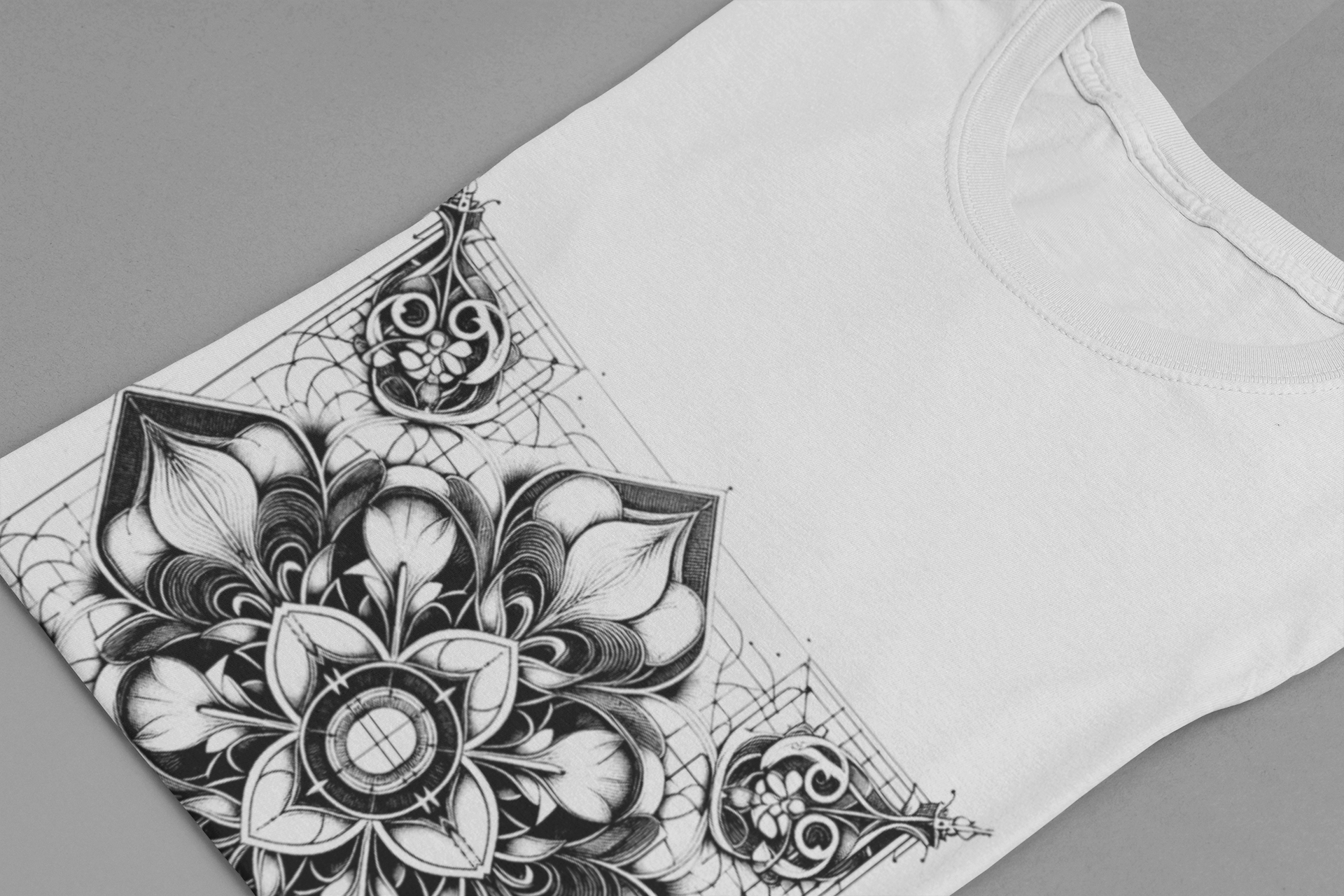 Monochrome Symmetry – Minimalist Geometric Pattern Graphic T-Shirt