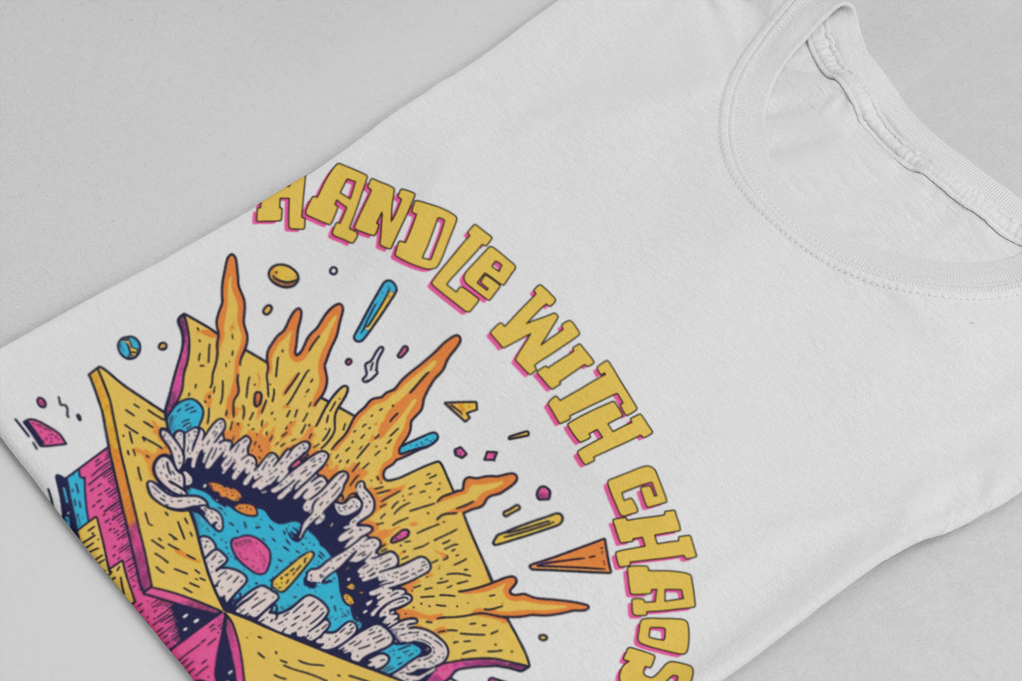 Handle With Chaos – Vibrant Colorful Box Embracing life’s Wild Moments Graphic T-Shirt