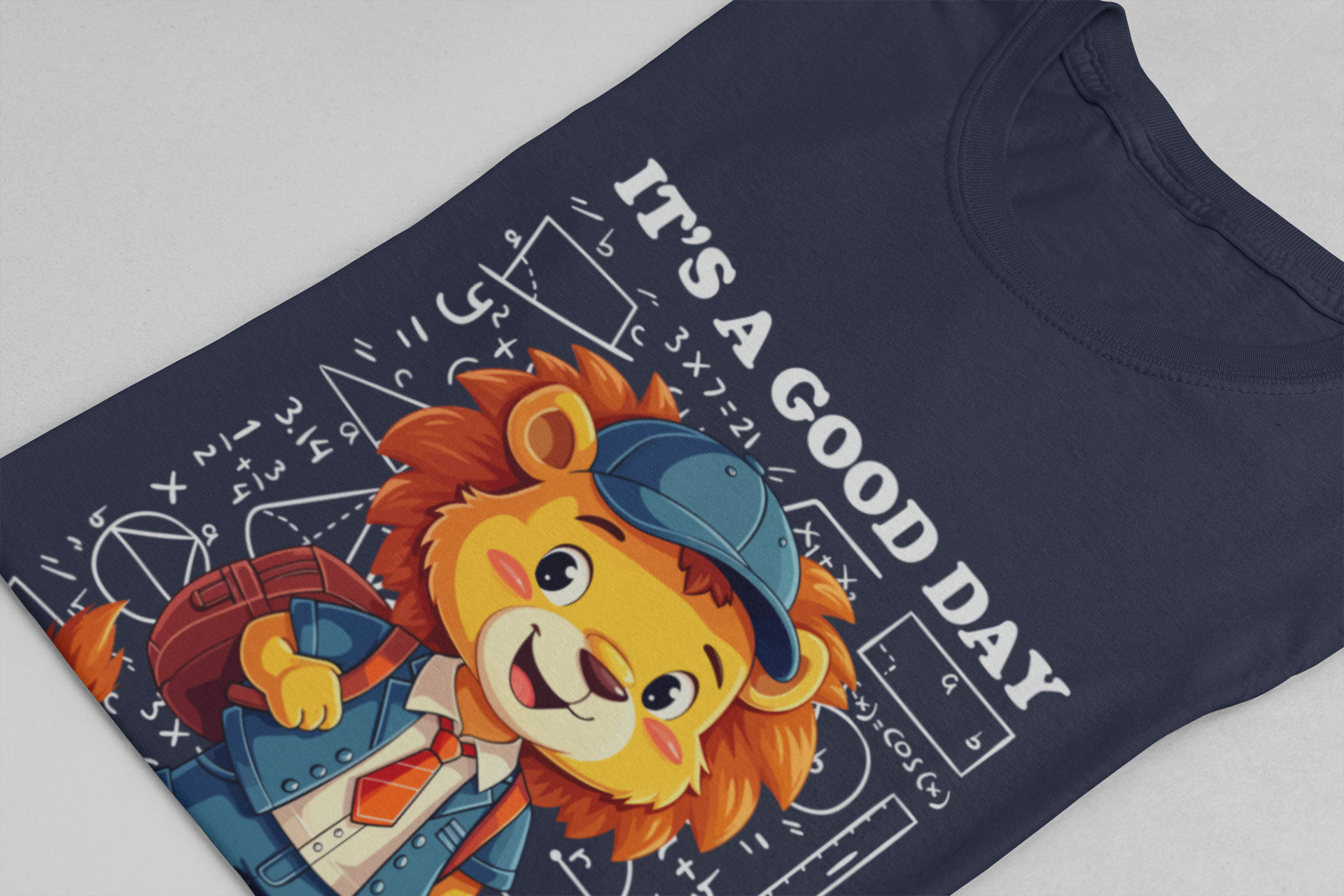 It’s a Good Day to Learn Math T-Shirt – Cute Lion School Mascot Graphic