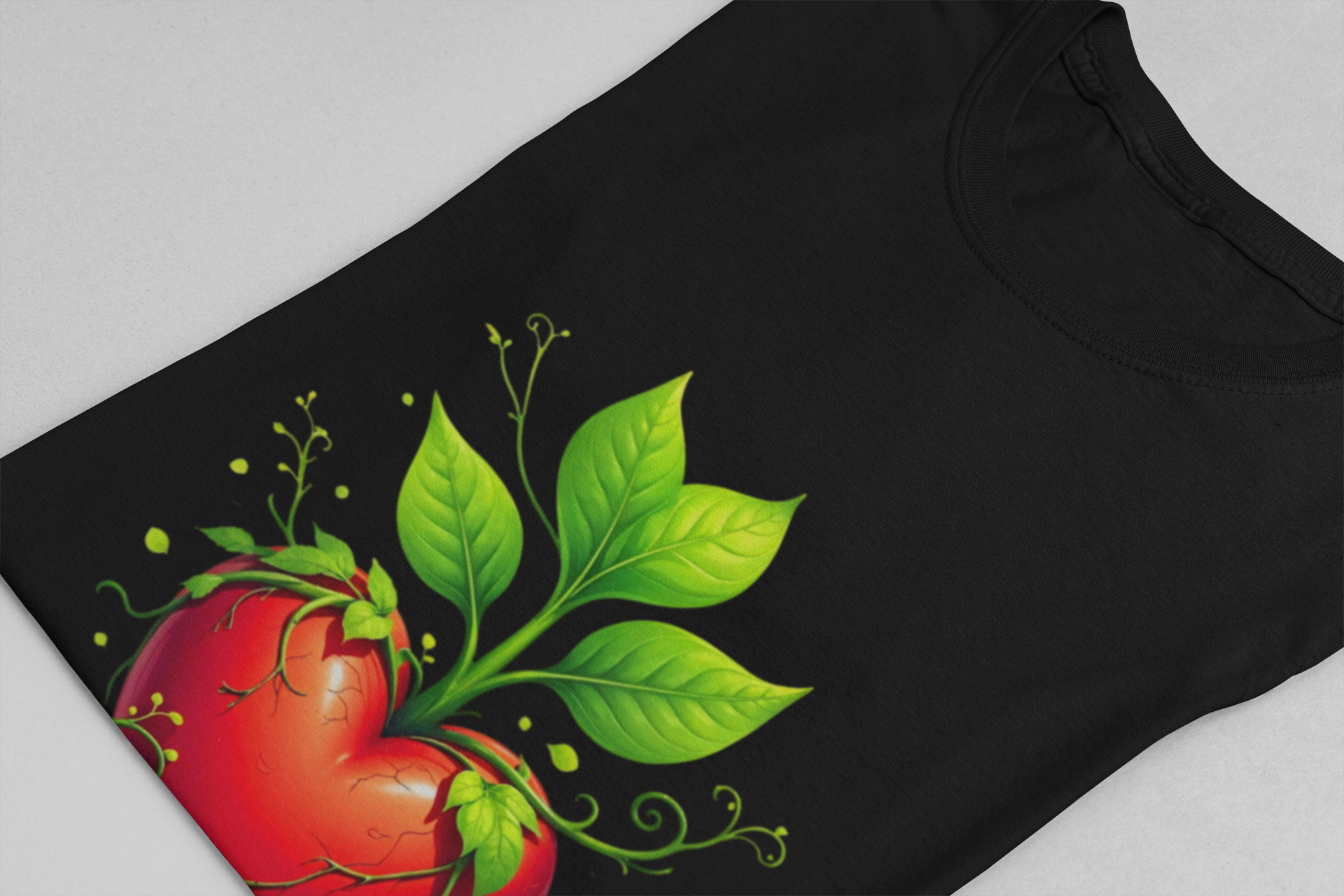 It's Giving Growth – Plant with Red Heart Trunk Graphic T-Shirt