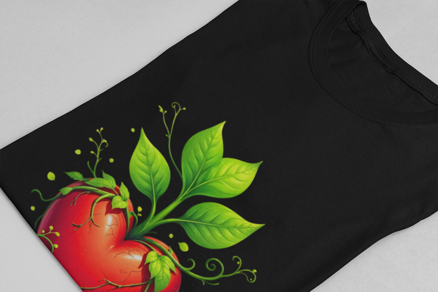 It's Giving Growth – Plant with Red Heart Trunk Graphic T-Shirt