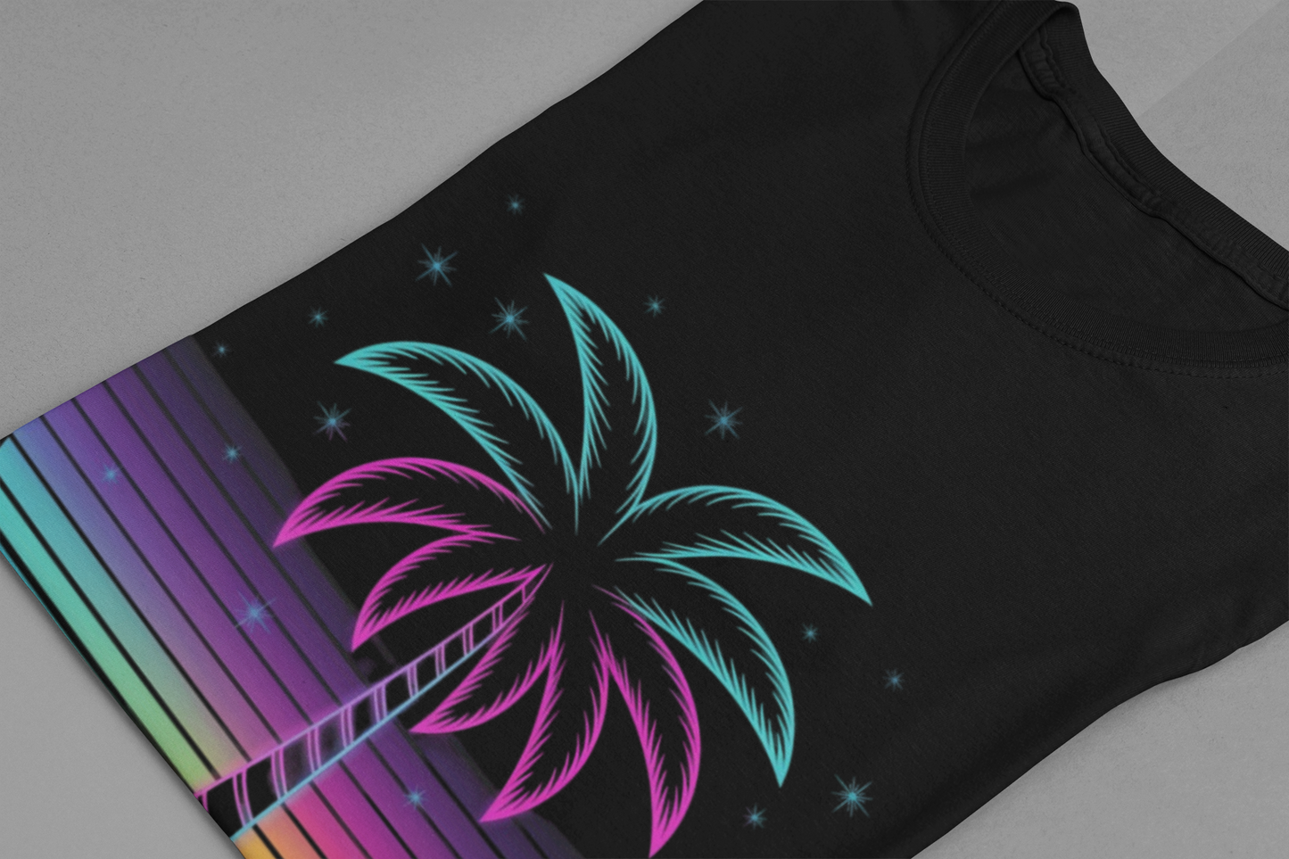 Tropical Nights Neon Lights – Glowing Beach Party Graphic T-Shirt
