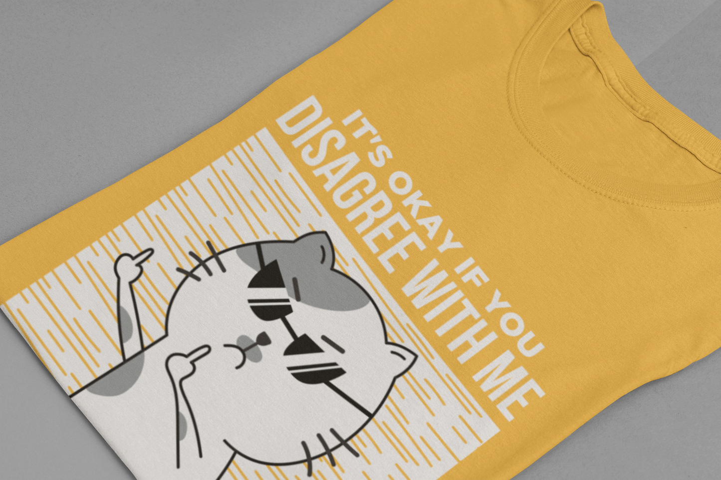 It’s Okay If You Disagree With Me T-Shirt – Angry Cat With Glasses Funny Quote Graphic Tee