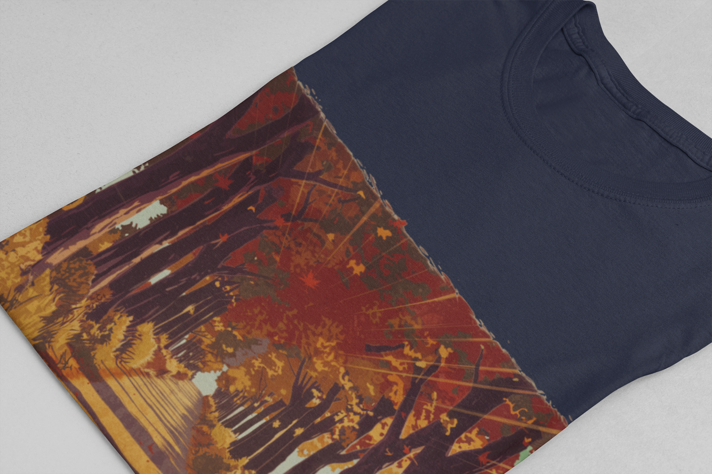 Golden Autumn Glow– Glowing Trees Lining the Road Graphic T-Shirt