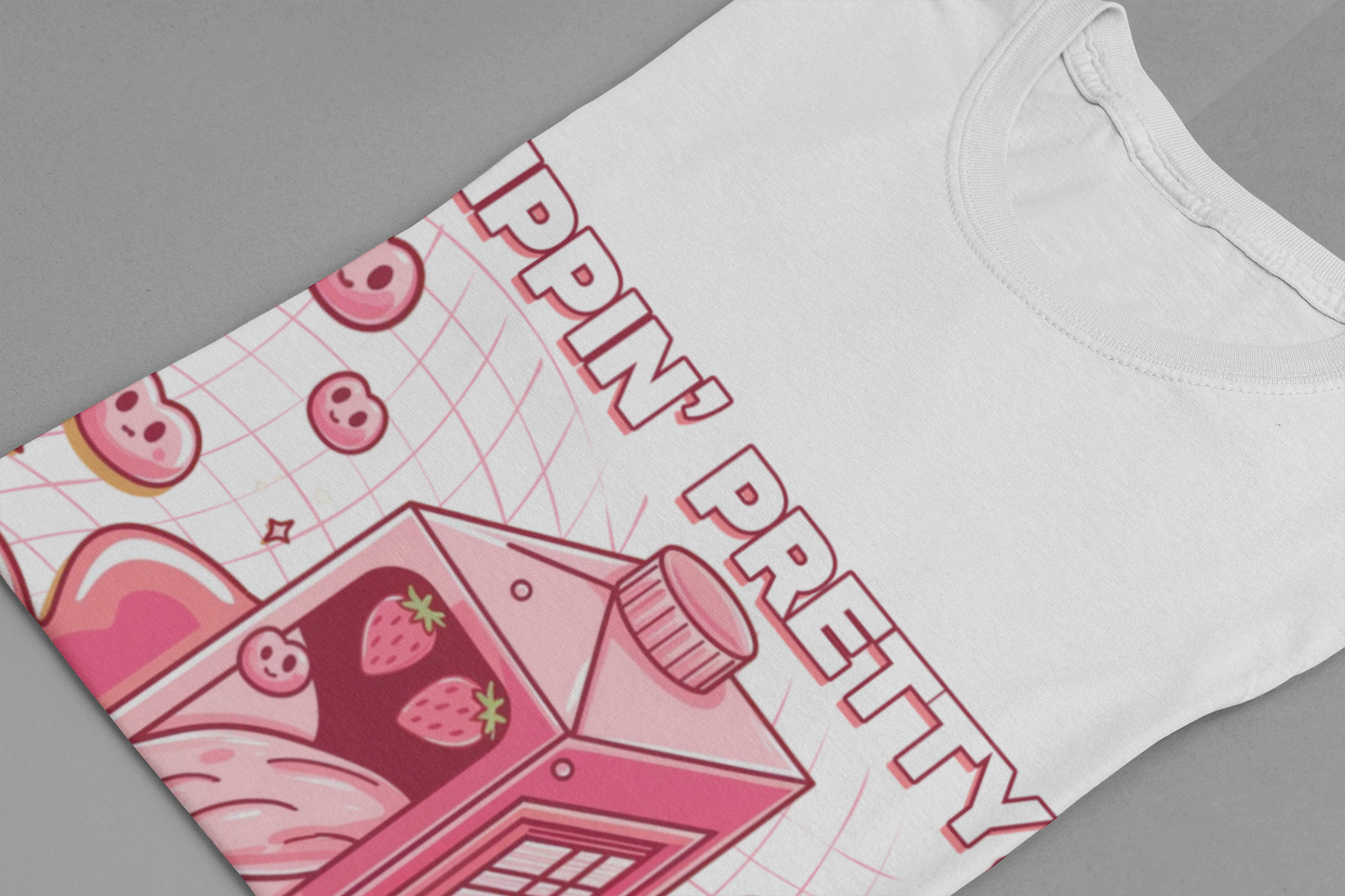 Sippin' Pretty | Strawberry Juice Splash Graphic T-Shirt