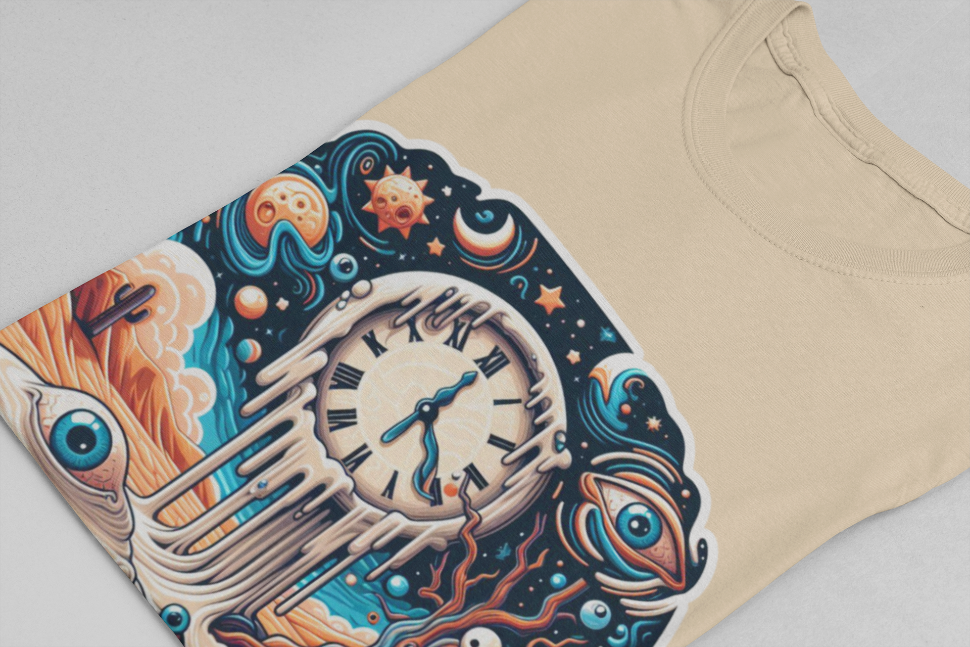 When Reality Becomes Bizarre Tshirt – Surreal Melting Sky, Clocks, and Desert Landscape