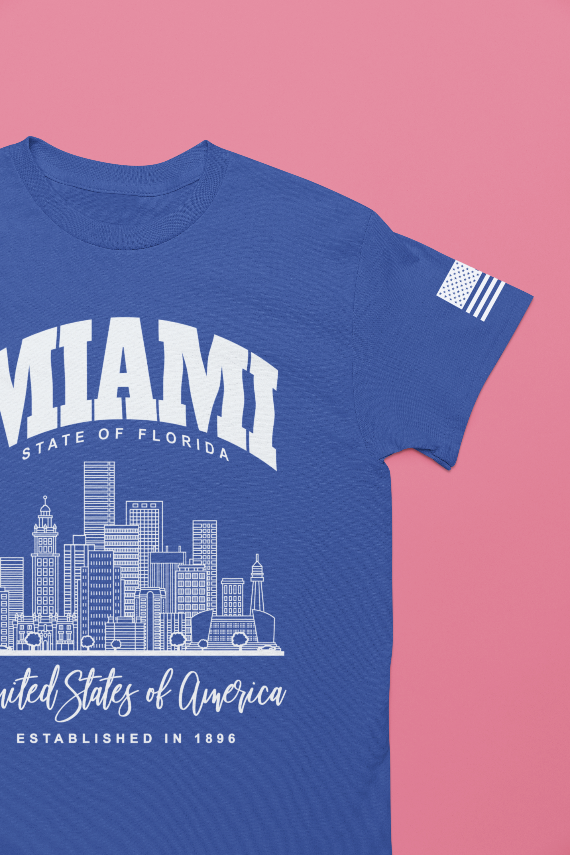 Miami State of Florida USA T-Shirt – Arch Skyline Established 1896 Graphic Tee
