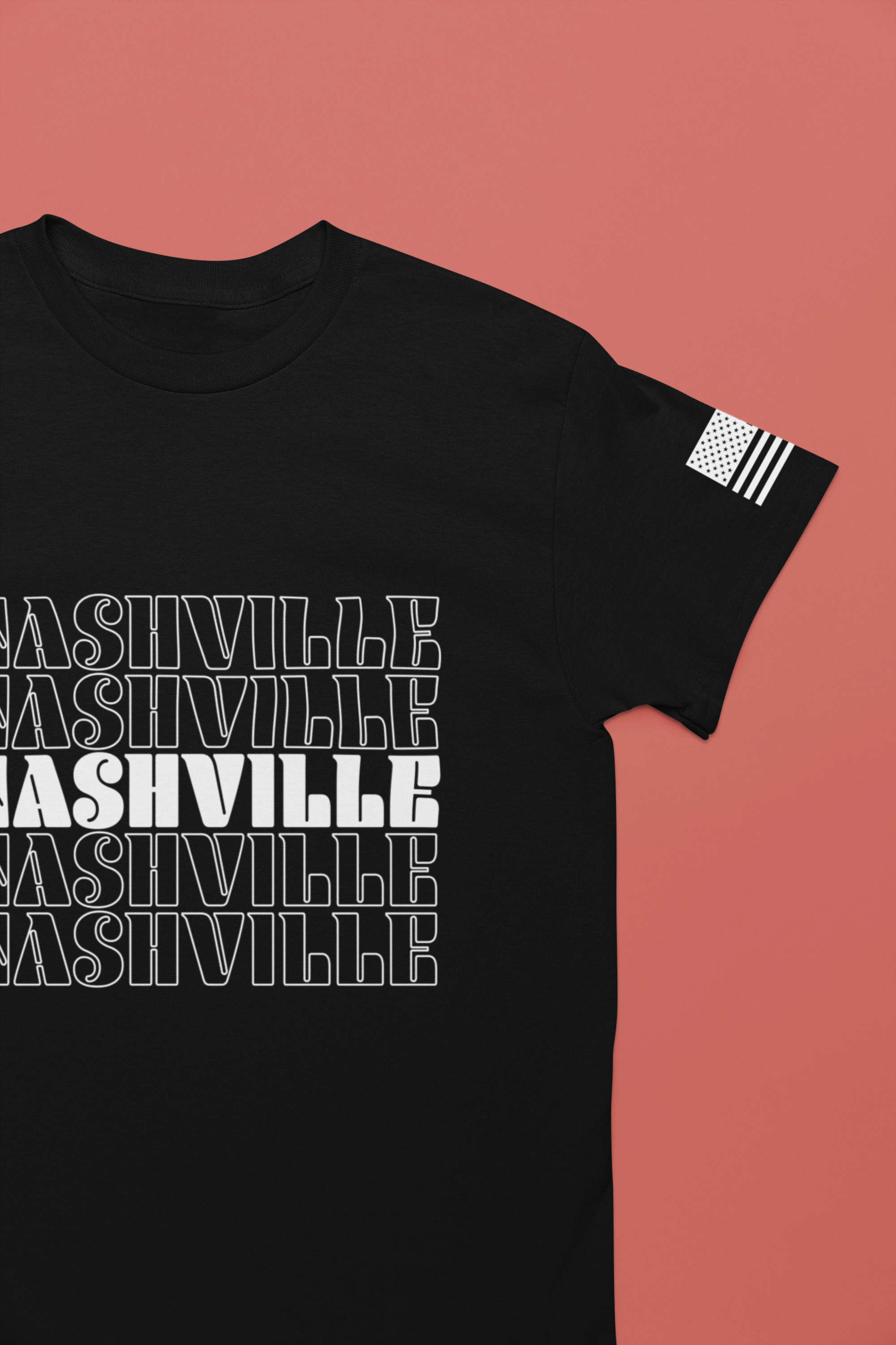 Nashville Repeat Stack T-Shirt – Bold Retro Stacked Typography Tee