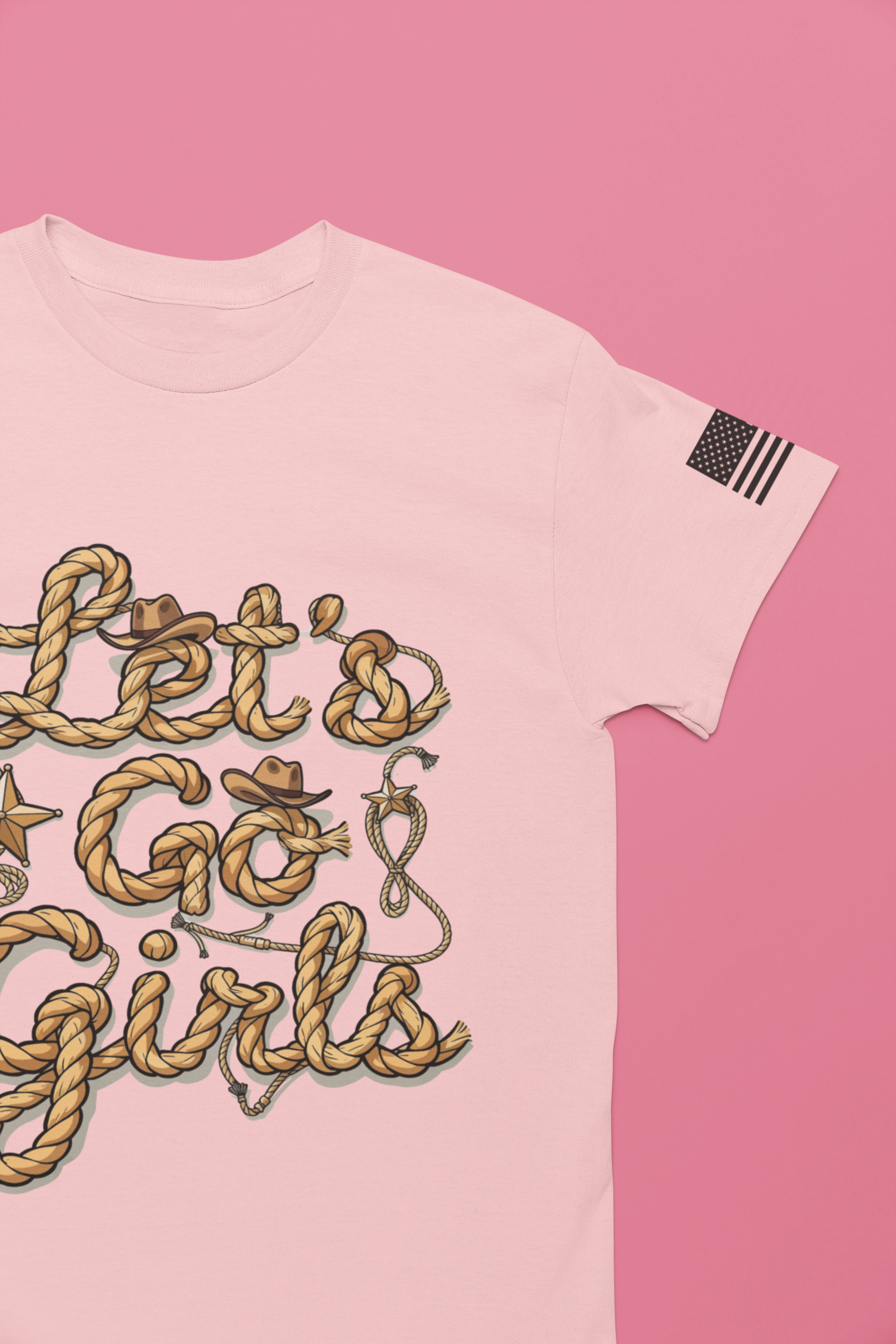 Let's Go Girls T-Shirt – Western Rope Lasso Typography Cowboy Hat Star Graphic Tee
