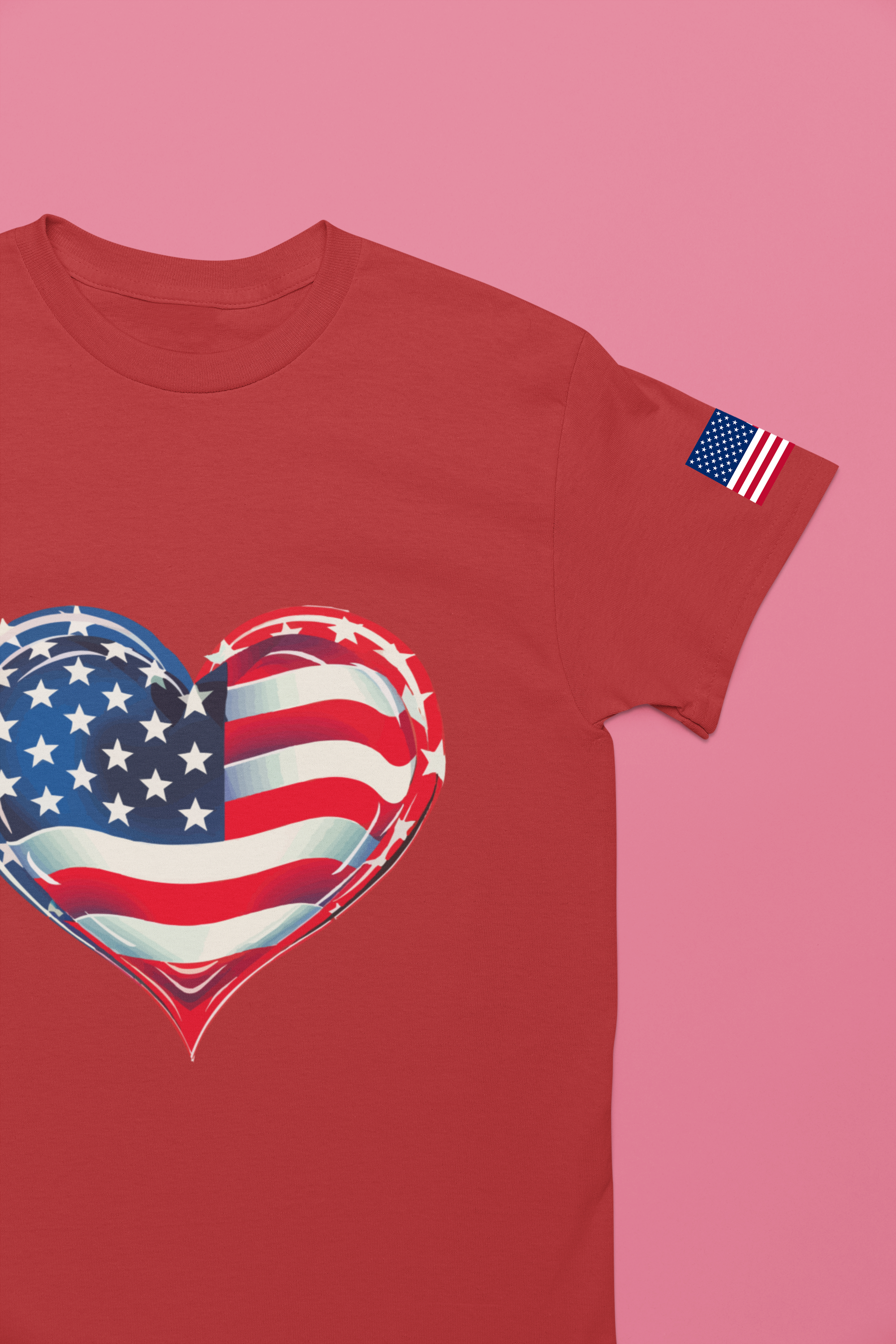 American Flag Heart T-Shirt – Love USA Patriotic Pride Graphic Tee