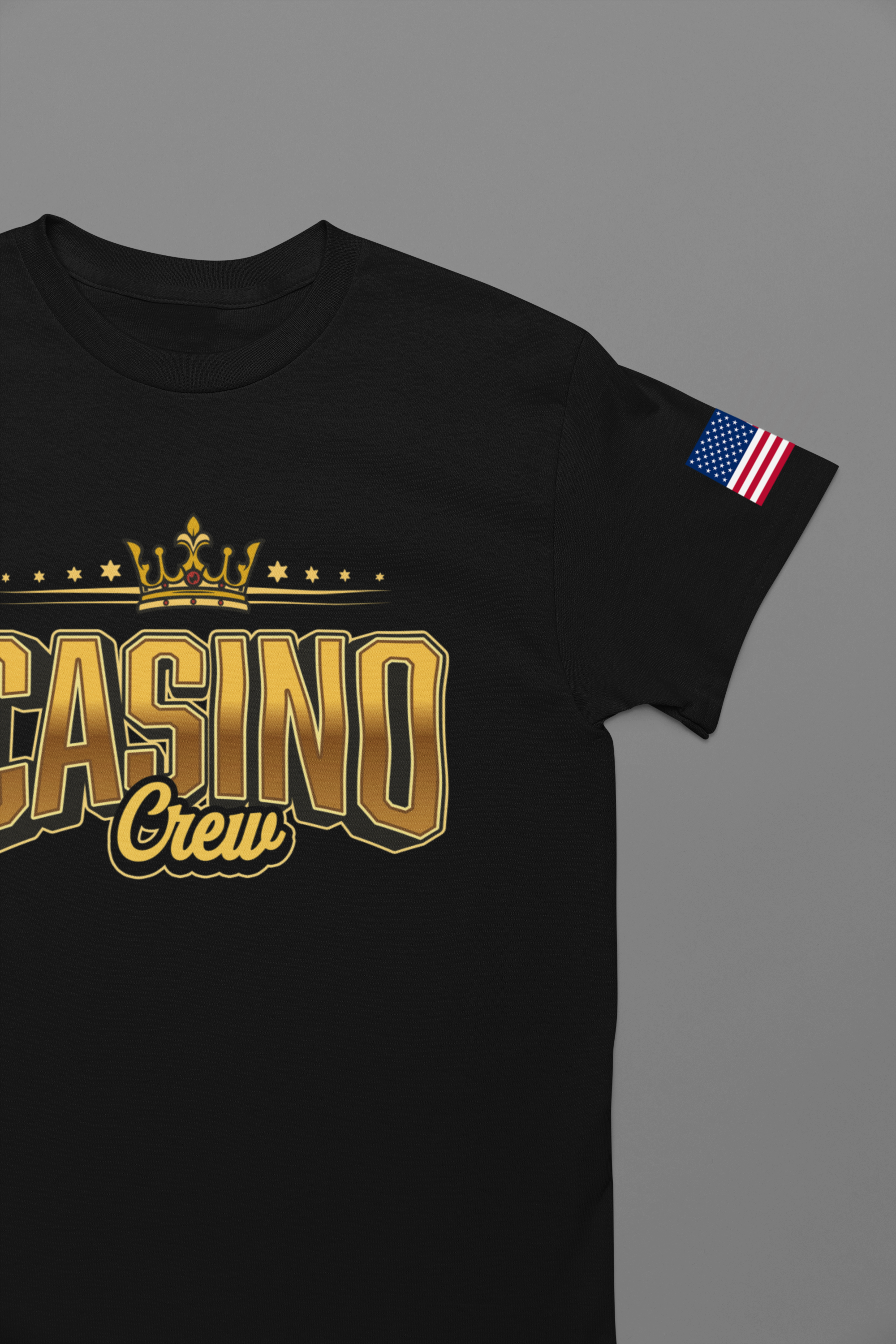 Casino Crew T-Shirt – Gold Crown Bold Typography Vegas Group Matching Tee