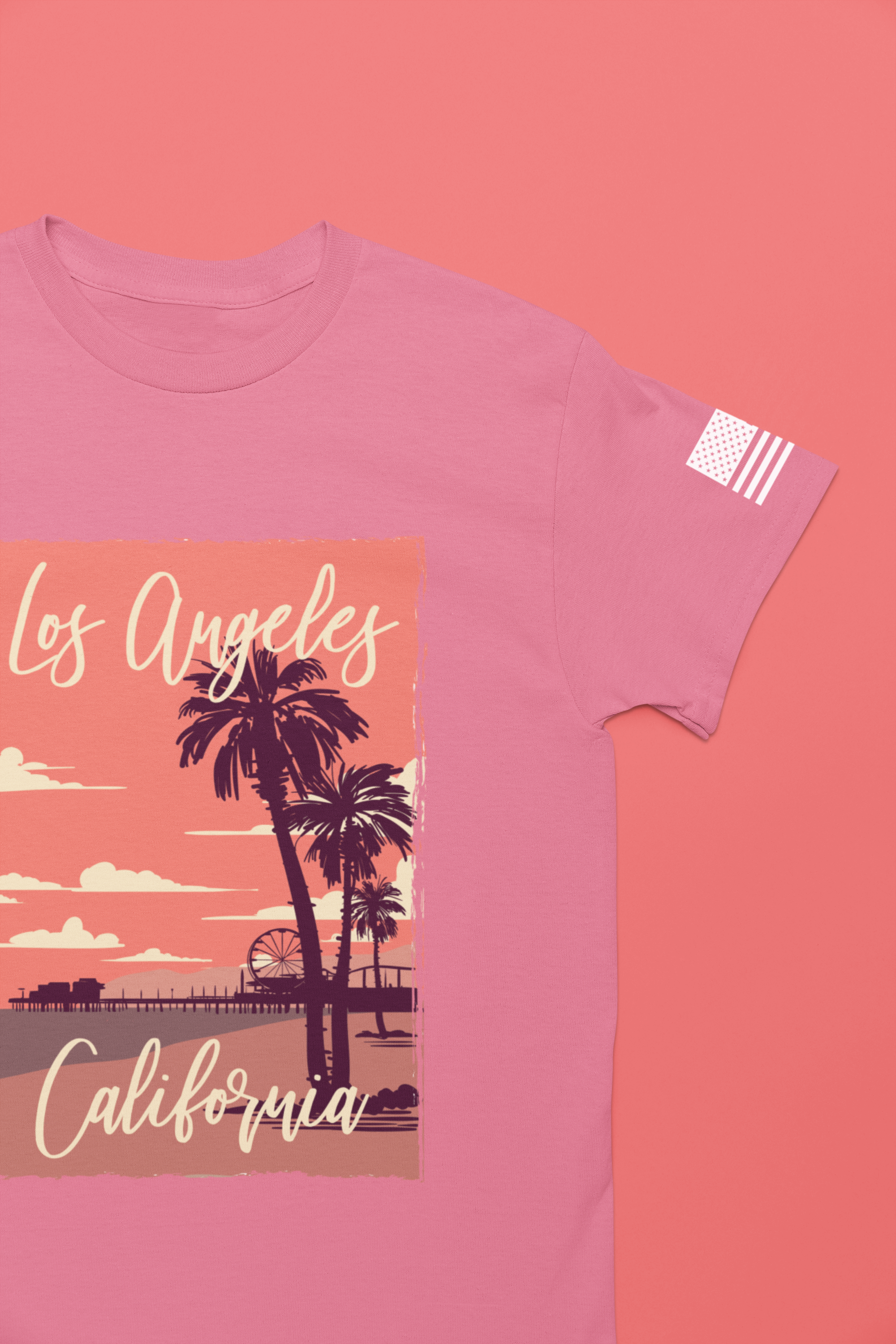 Los Angeles California EST 1850 T-Shirt – Retro Palm Tree Sunset Souvenir Tee