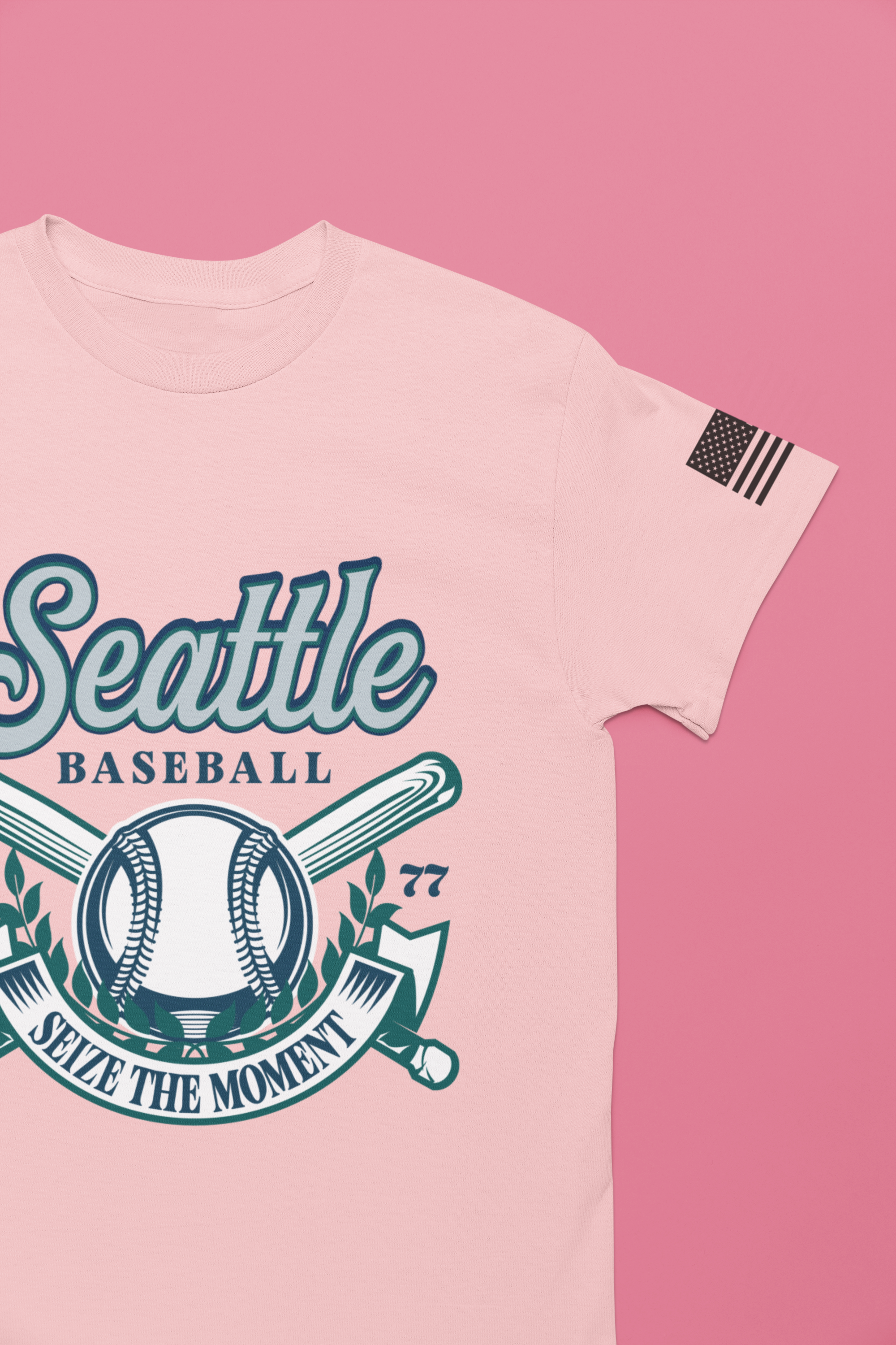 Seattle Baseball 1977 Seize the Moment Retro Crest Graphic T-Shirt | Seattle Mariners Inspired Fan Tee | Baseball Gift