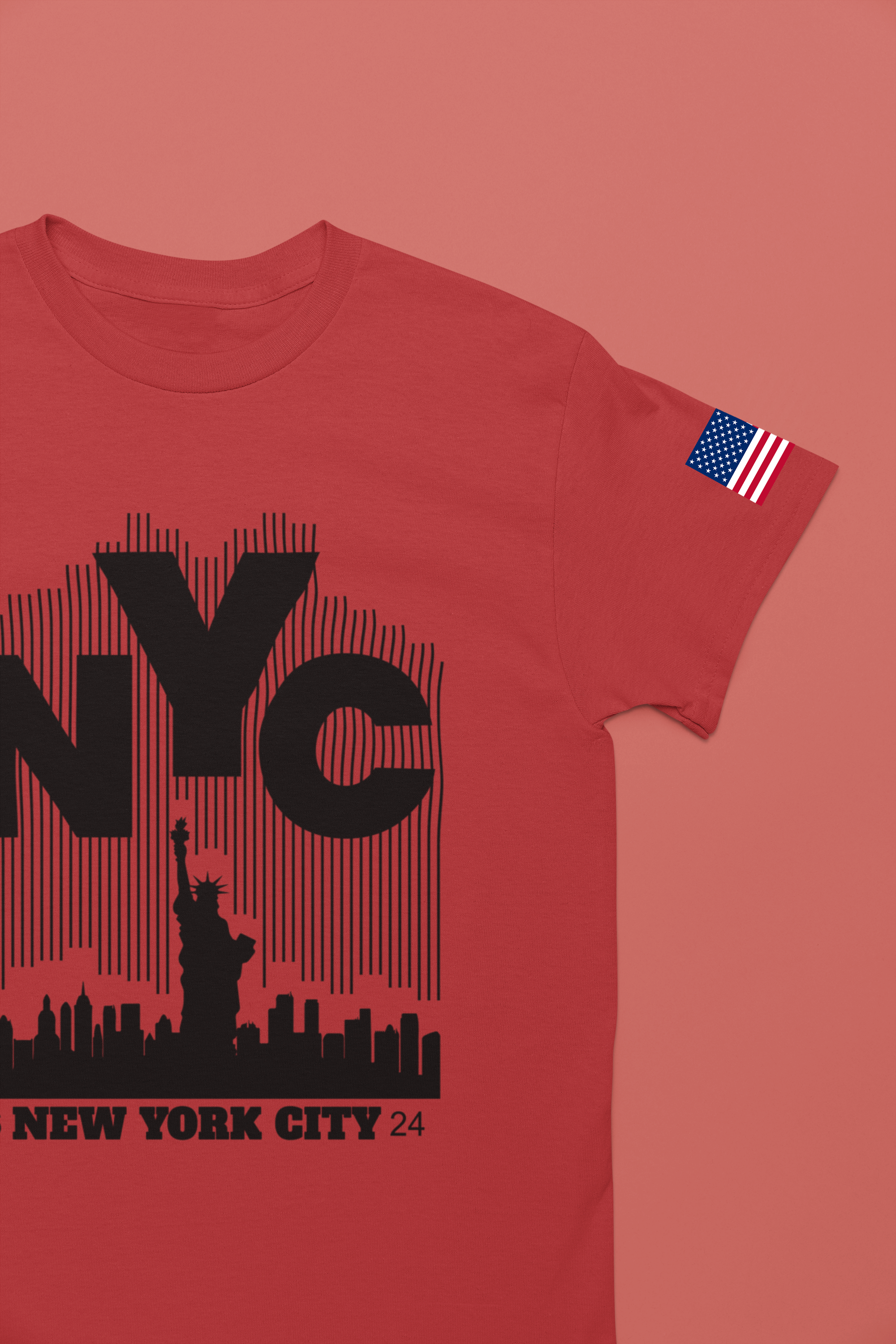 NYC Barcode T-Shirt - Modern New York City 1624 Minimalist Stripe Design