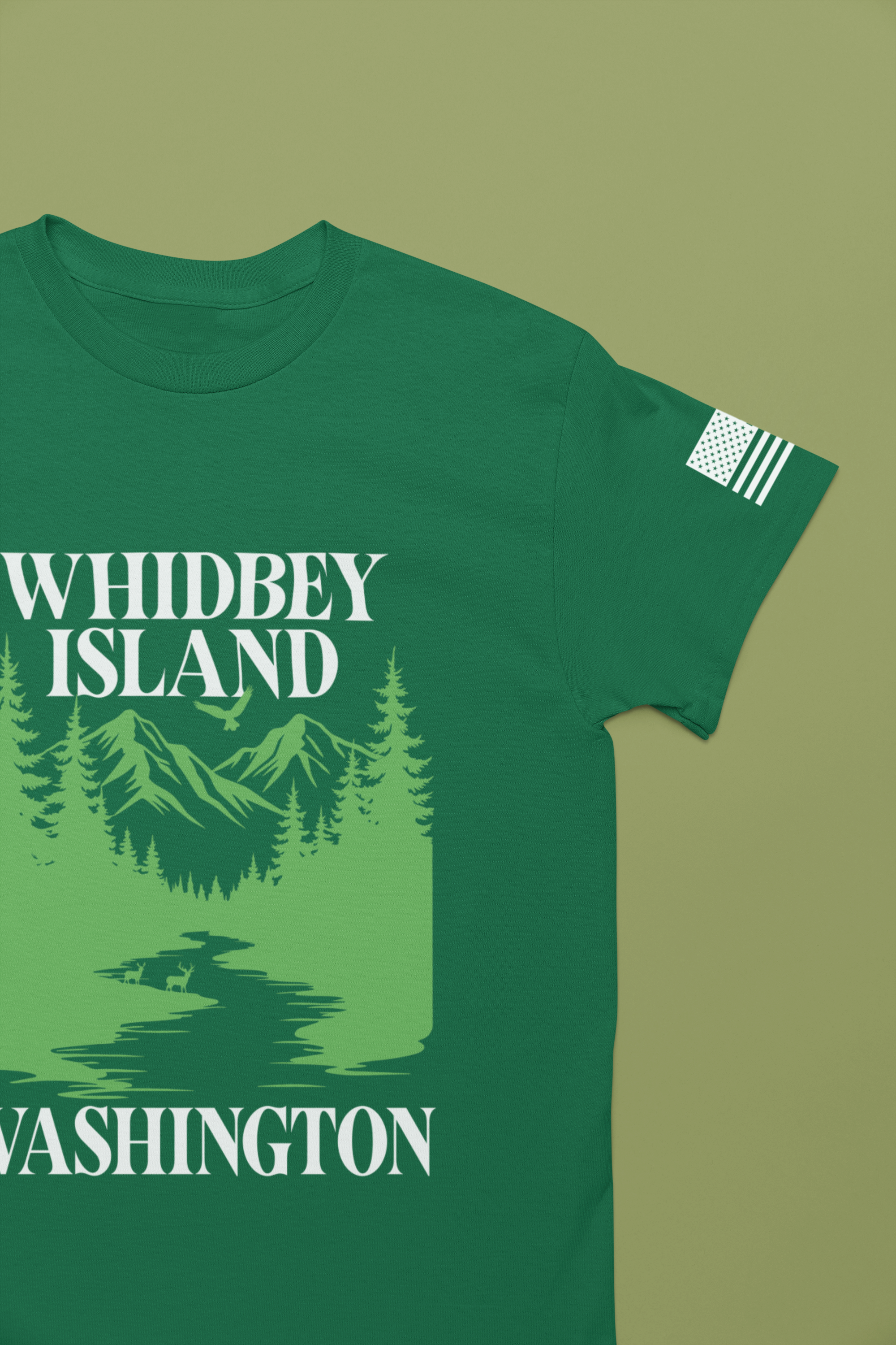 Whidbey Island Washington Mountain Forest Wildlife Graphic T-Shirt | Pacific Northwest Outdoor Souvenir Tee