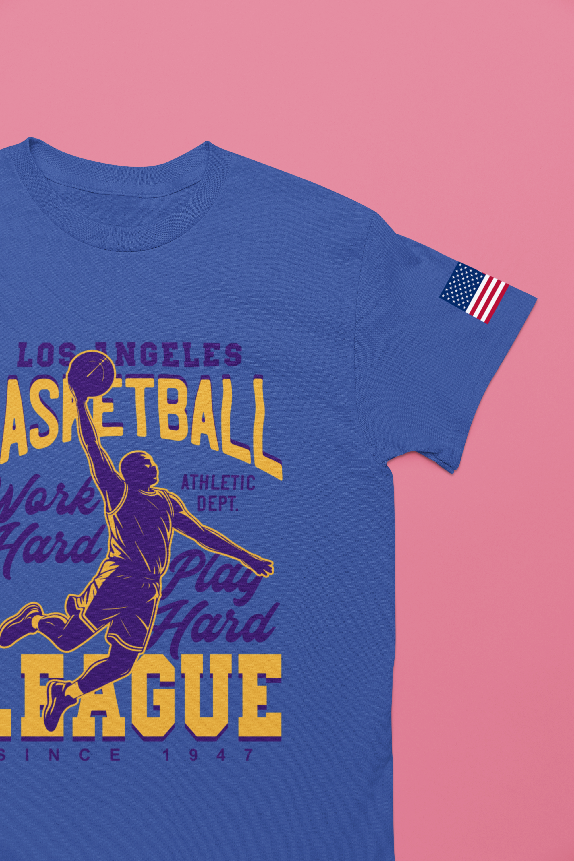 Los Angeles Basketball League T-Shirt – Work Hard Play Hard Athletic Dept Since 1947 Tee