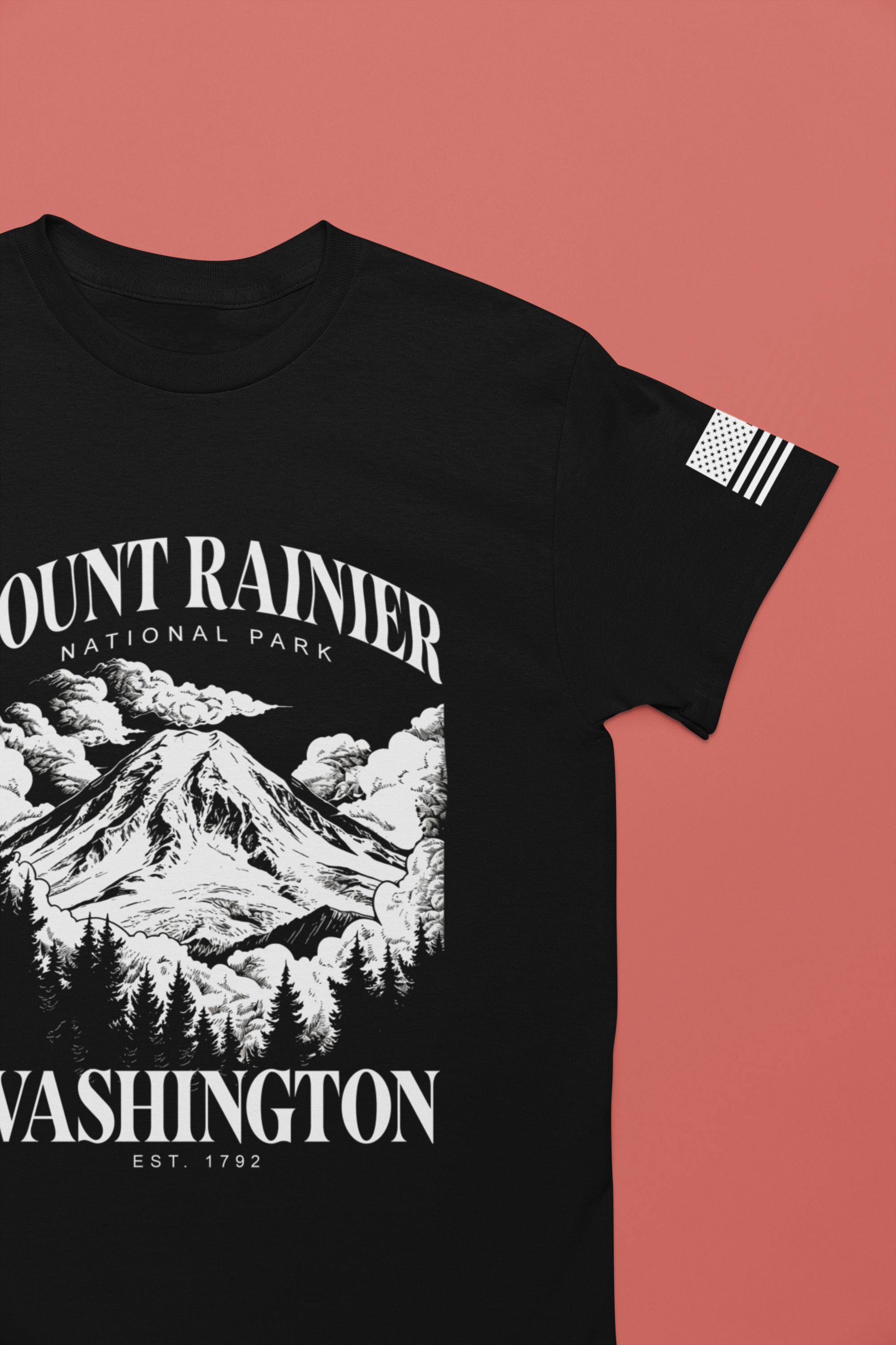 Mount Rainier National Park Washington EST 1792 Graphic T-Shirt | Pacific Northwest Hiking Tee | PNW Mountain Shirt