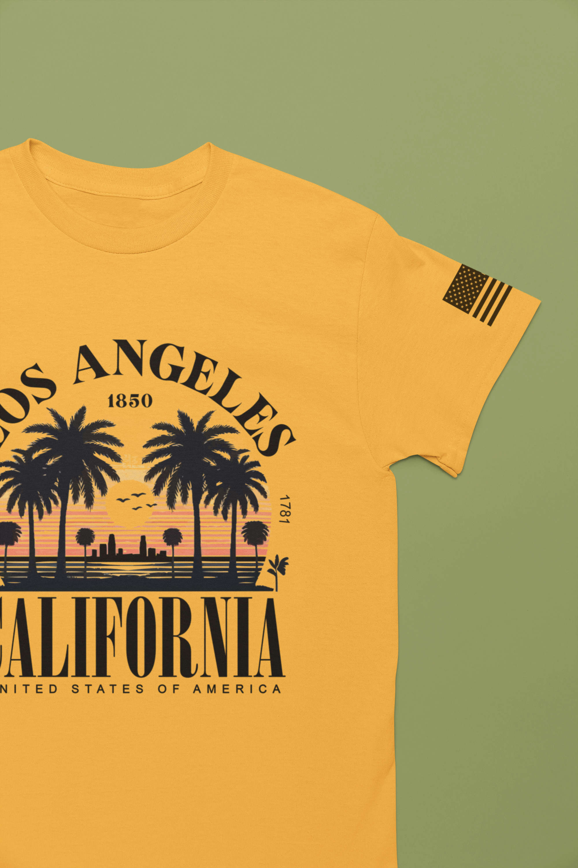 Los Angeles California Santa Monica Pier T-Shirt – Sunset Palm Tree Beach Graphic Tee