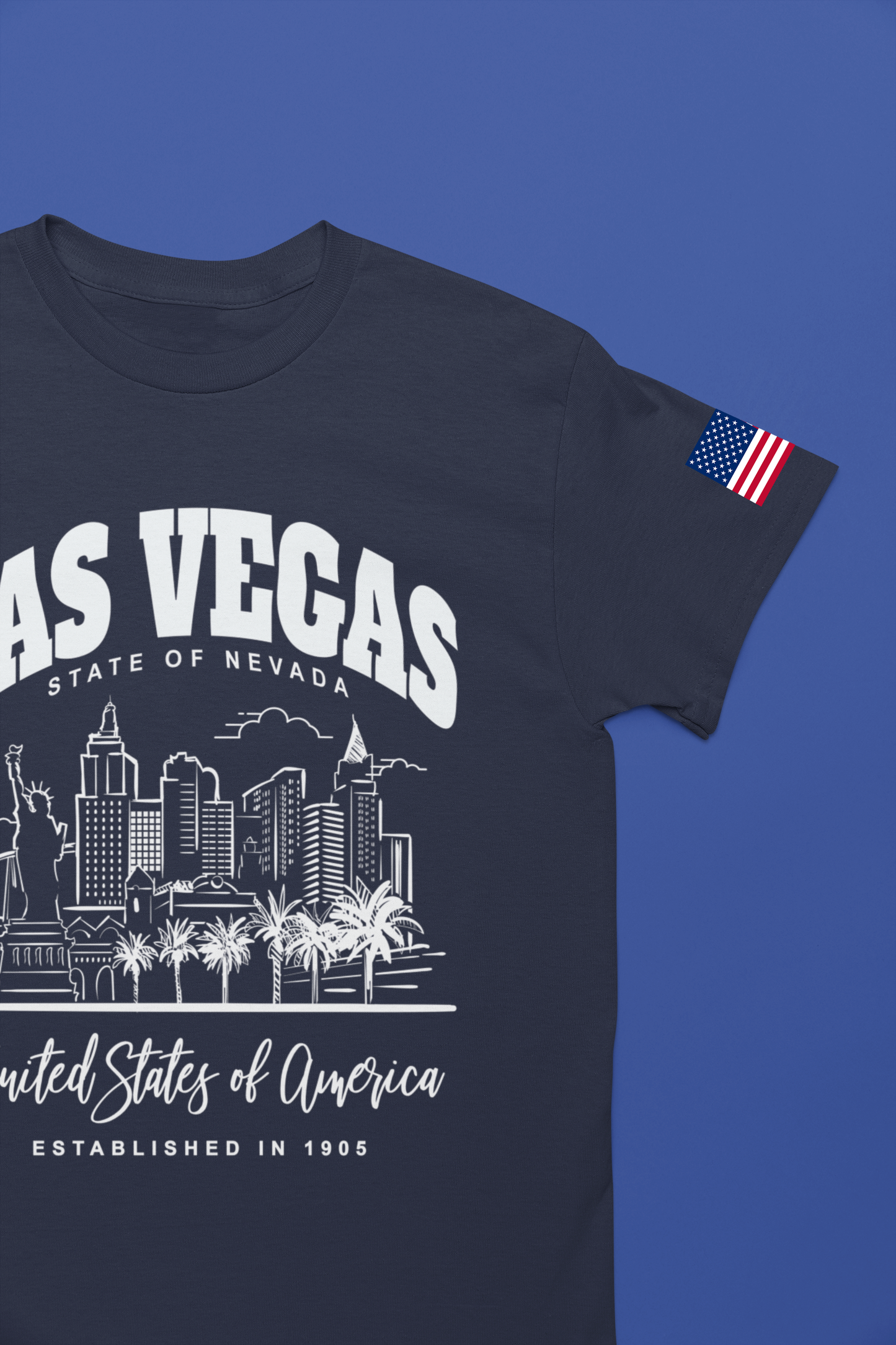 Las Vegas State of Nevada T-Shirt - Established 1905 Red White Skyline USA Design