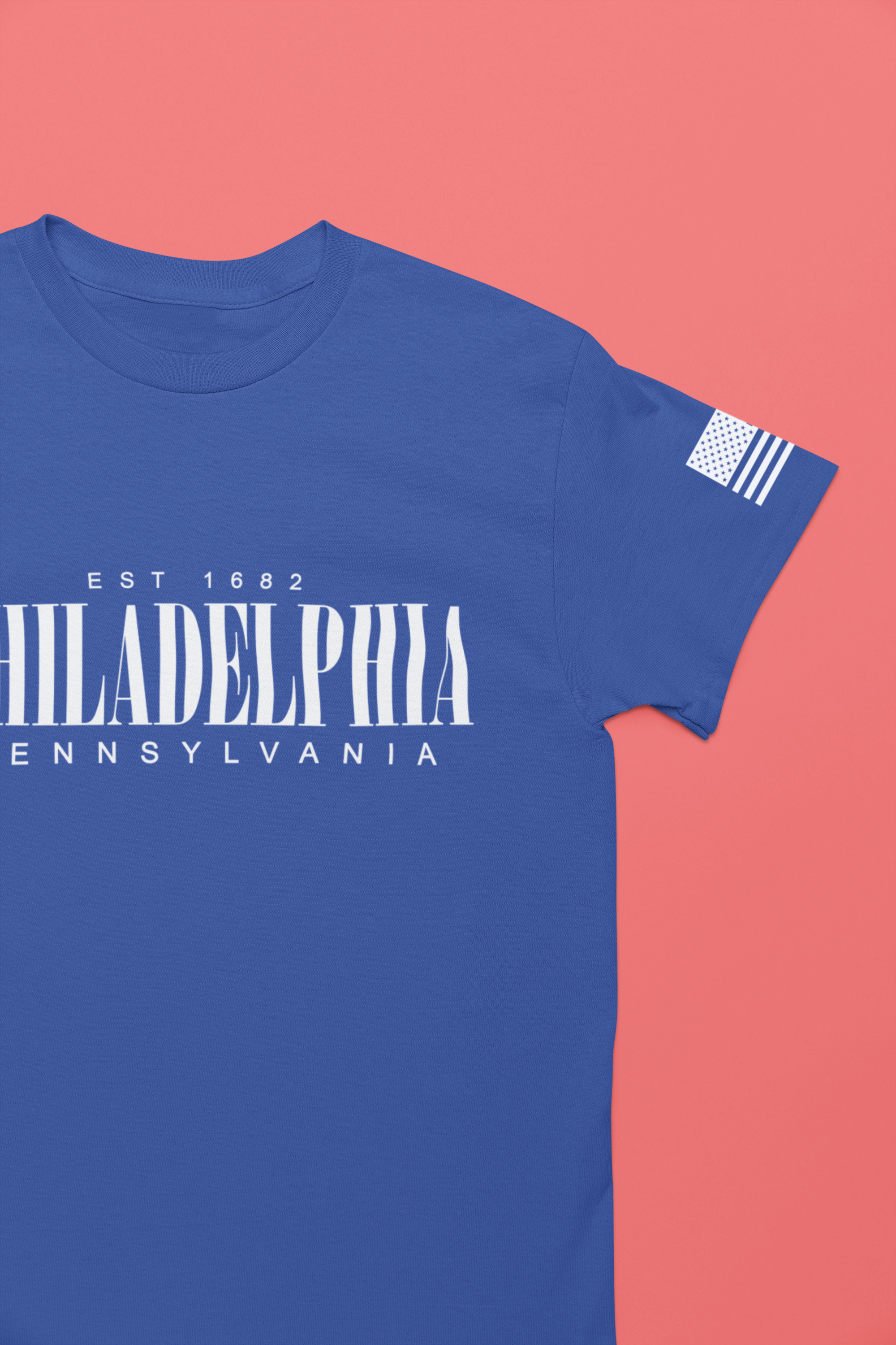 Philadelphia Pennsylvania EST 1682 T-Shirt – Bold Clean Serif Typography Graphic Tee