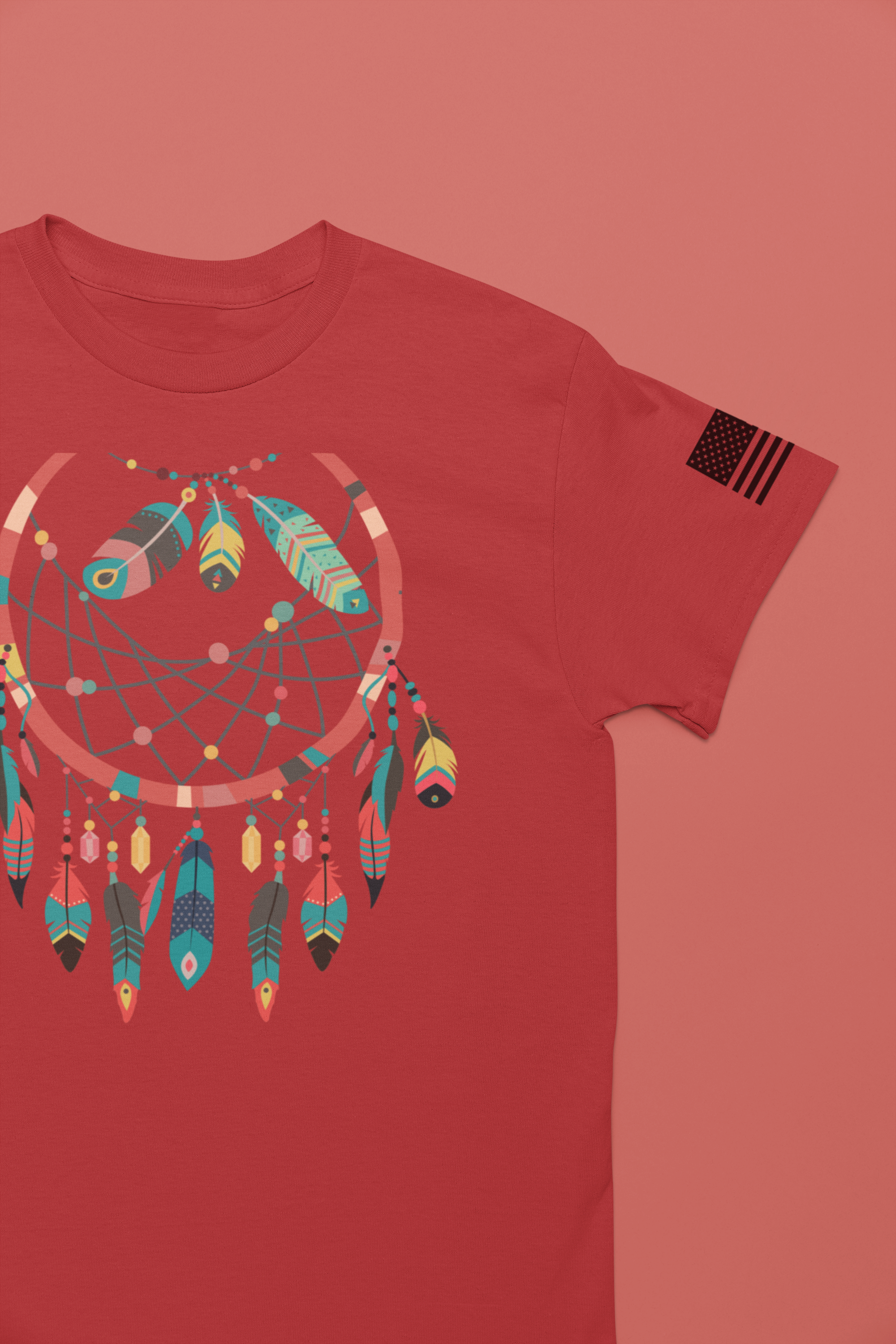 Dream Catcher T-Shirt – Colorful Boho Feathers Native American Inspired Graphic Tee