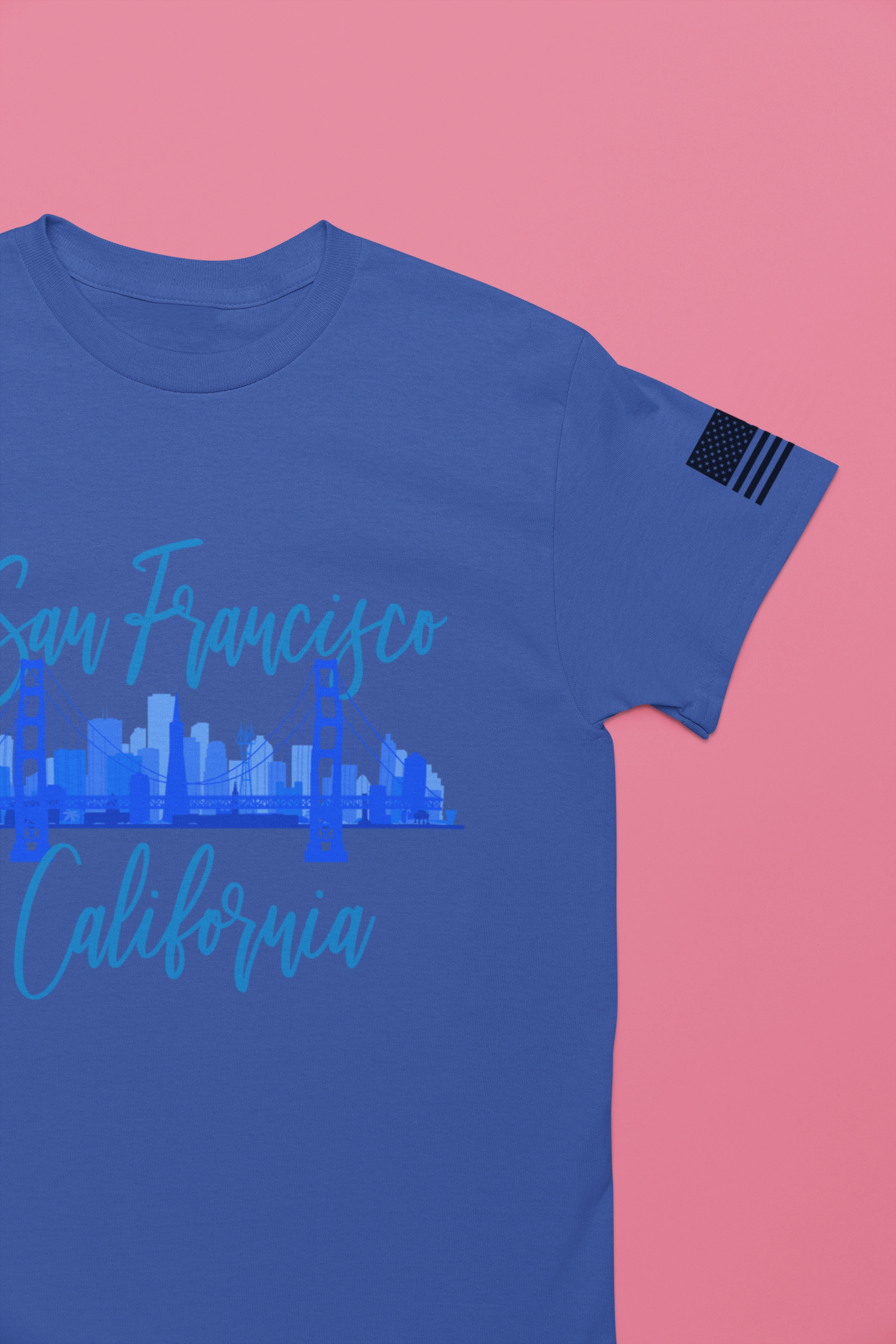 San Francisco California T-Shirt, Golden Gate Bridge Skyline Cursive Script Tee, SF California Souvenir Shirt, Bay Area Travel Gift, Unisex