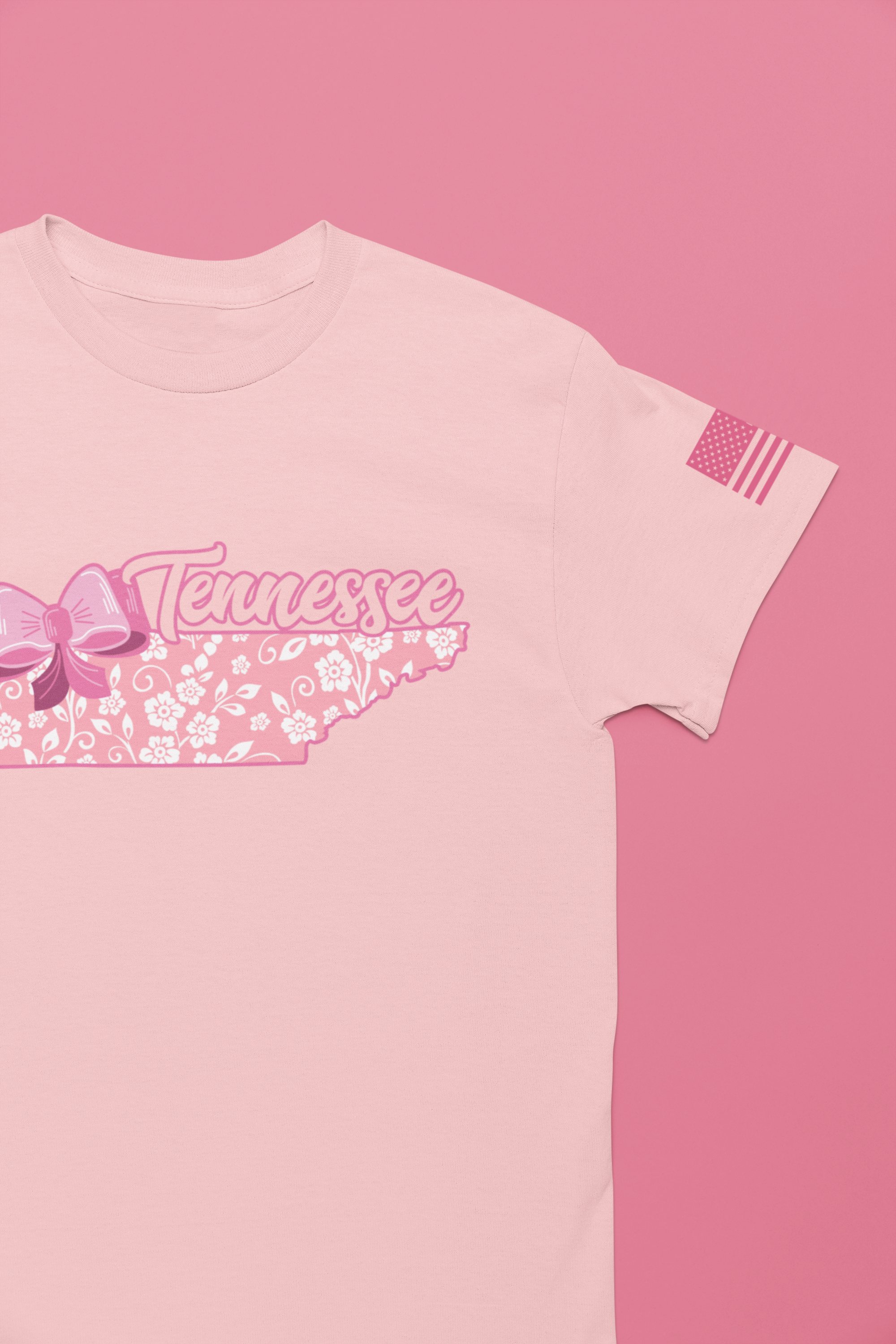 Tennessee T-Shirt – Floral Bow State Shape Script Graphic Tee