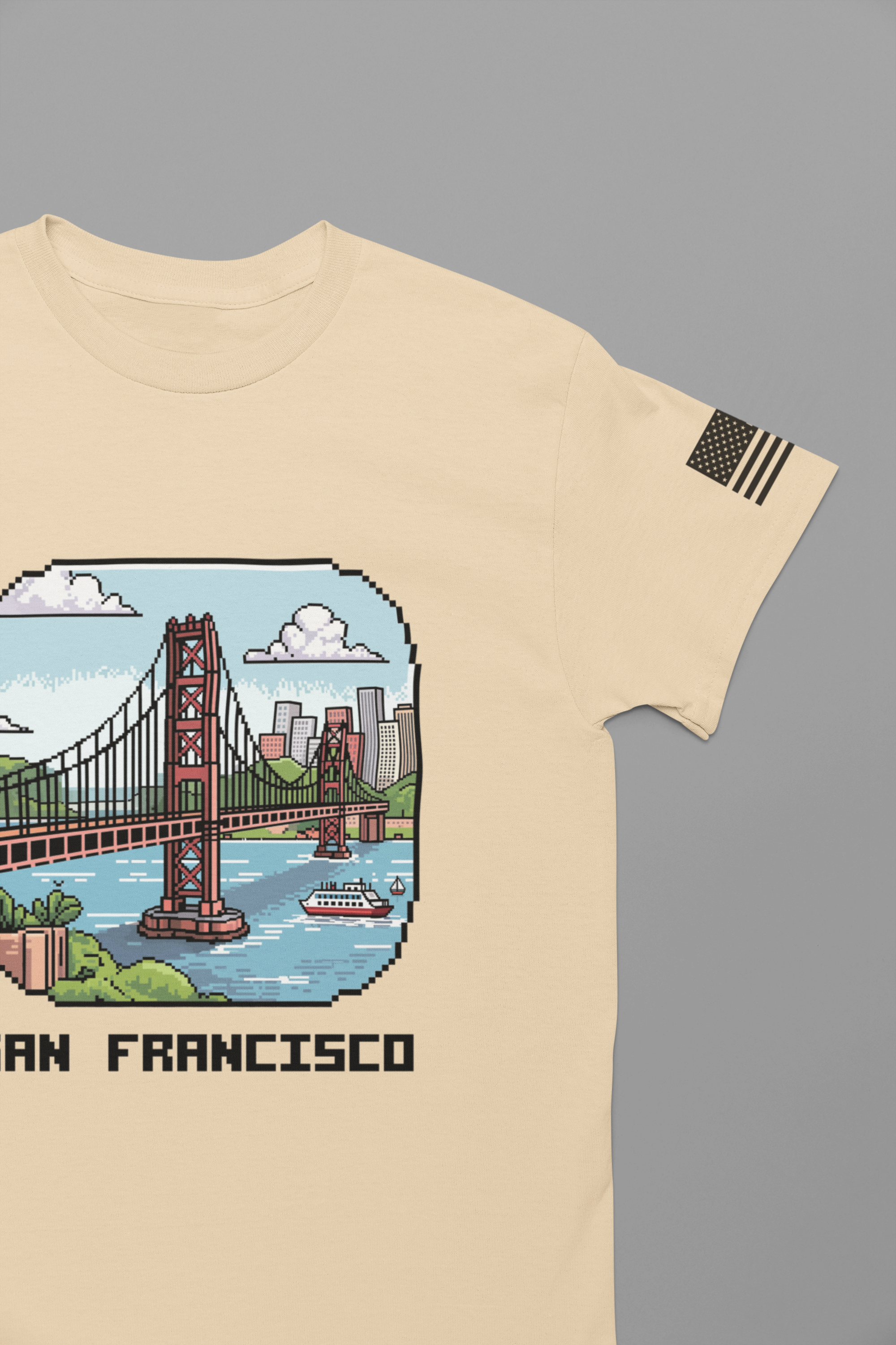 San Francisco T-Shirt, Retro Pixel Art Golden Gate Bridge Tee, SF California Gamer Style Shirt, Unique Travel Souvenir, Unisex