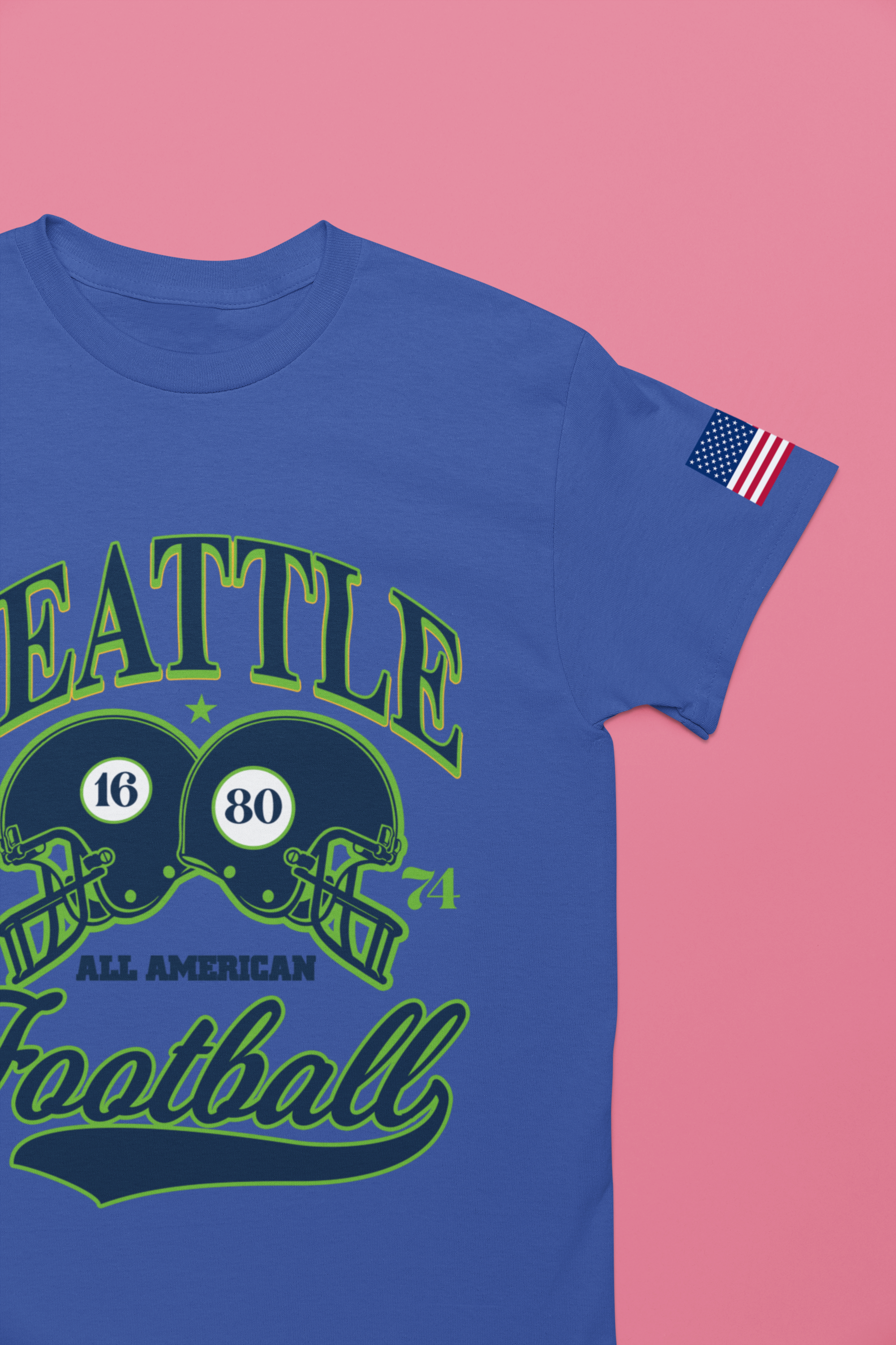 Seattle All American Football Retro Dual Helmet T-Shirt | Since 1974 Game Day Tee | Seattle Football Fan Shirt