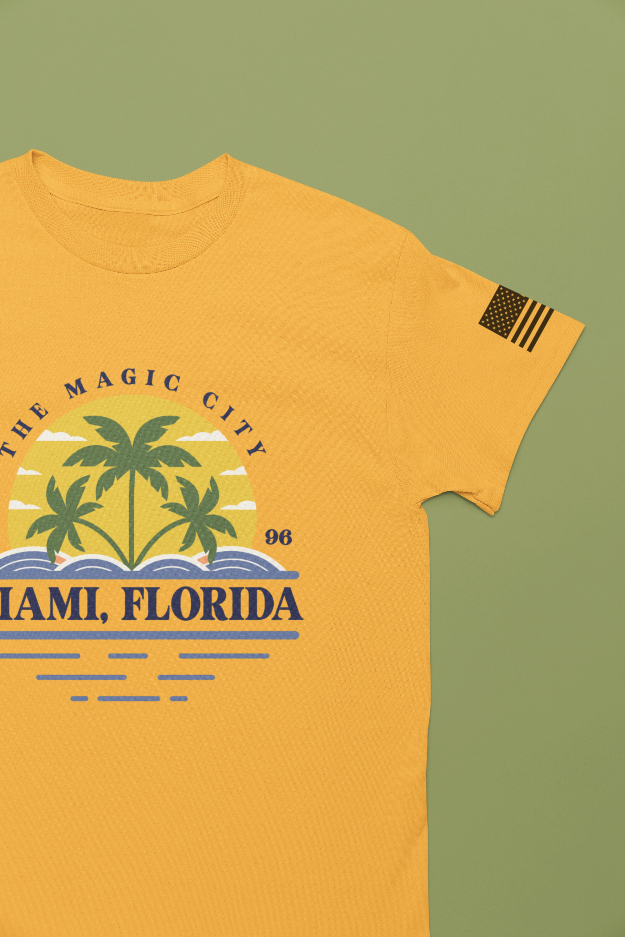 Miami Florida The Magic City T-Shirt – 1896 Palm Tree Sunset Retro Circle Tee