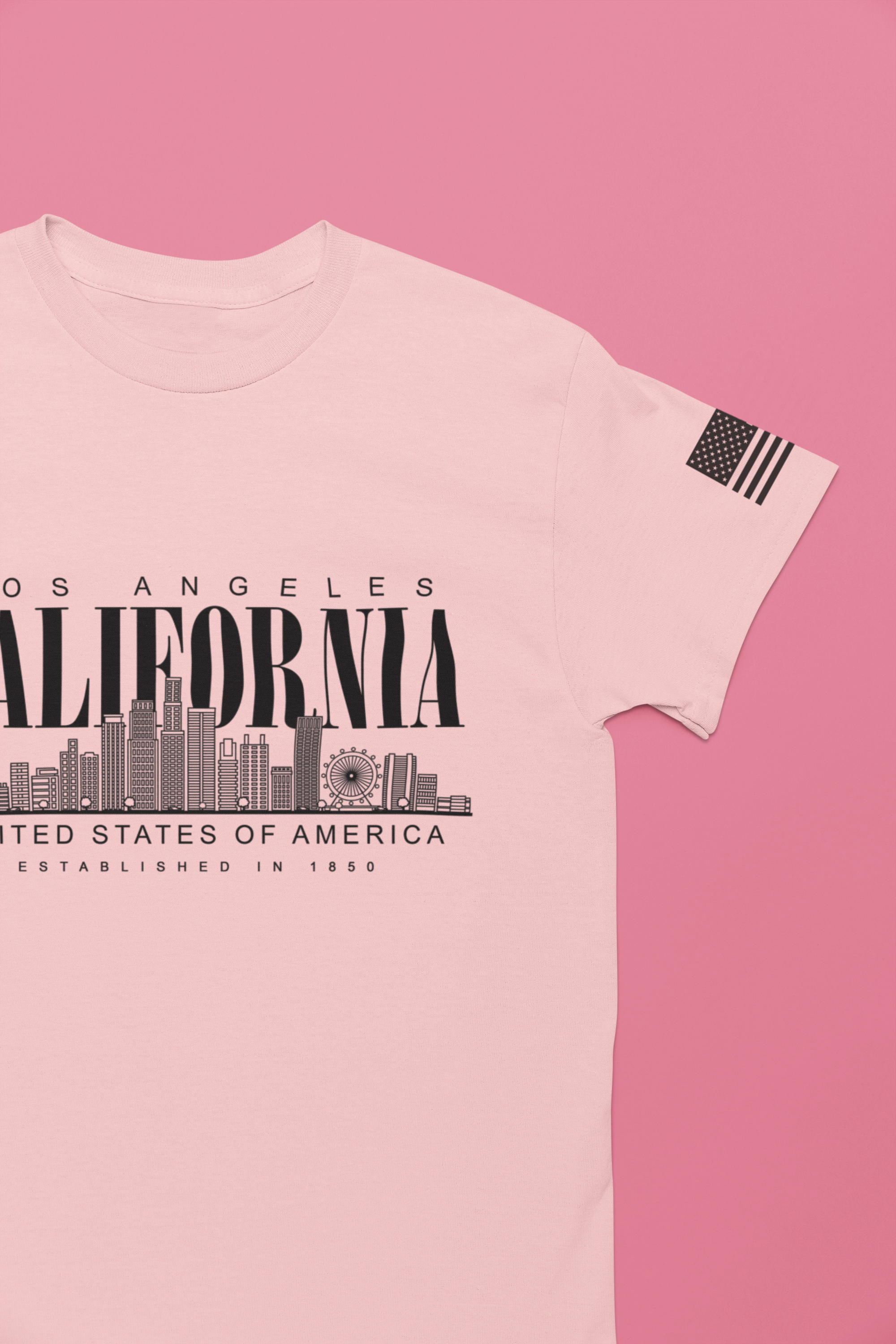 Los Angeles California USA Established 1850 T-Shirt – Clean Skyline Graphic Tee
