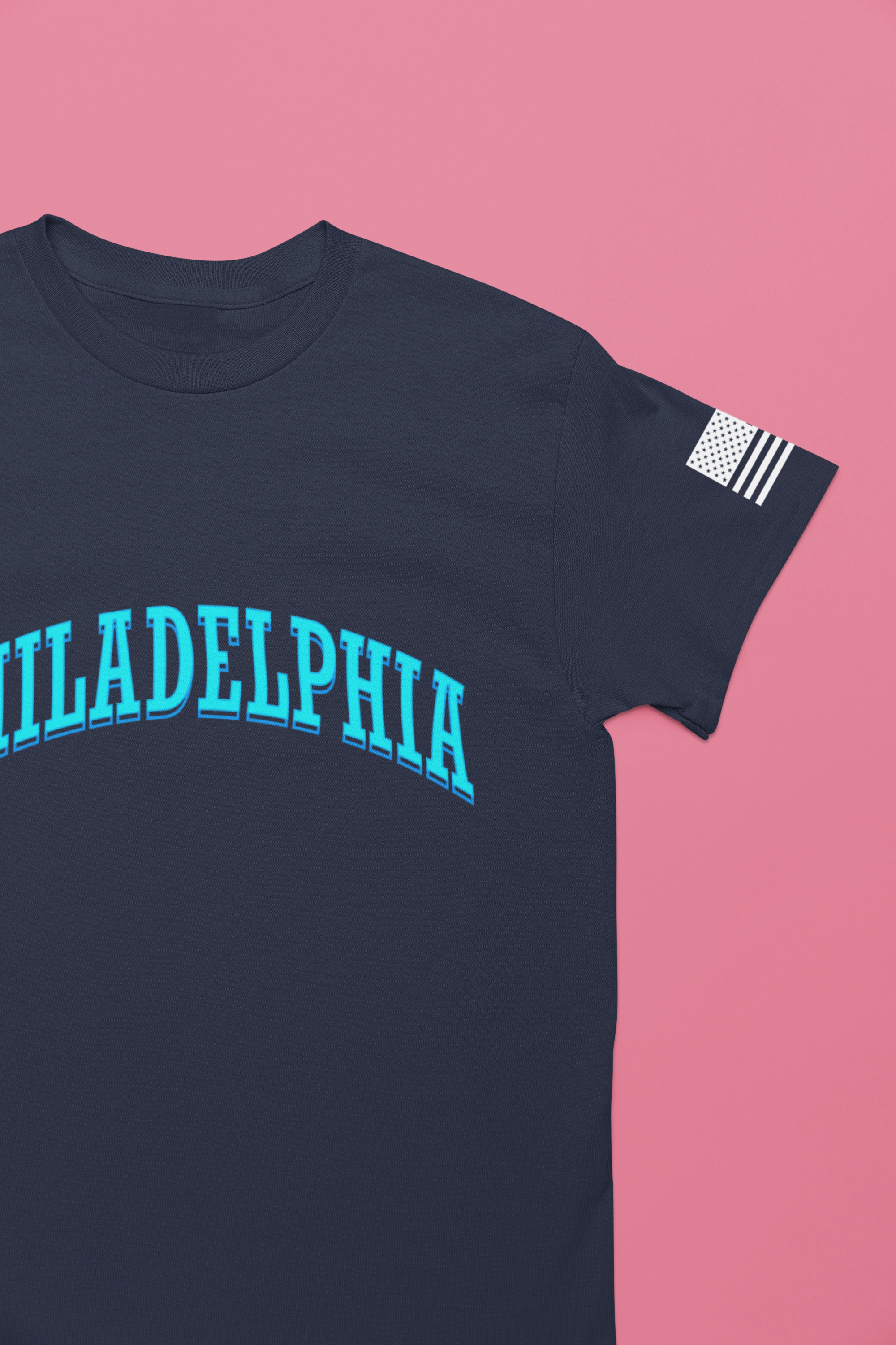 Philadelphia T-Shirt – Bold Arched Teal Varsity Typography Graphic Tee