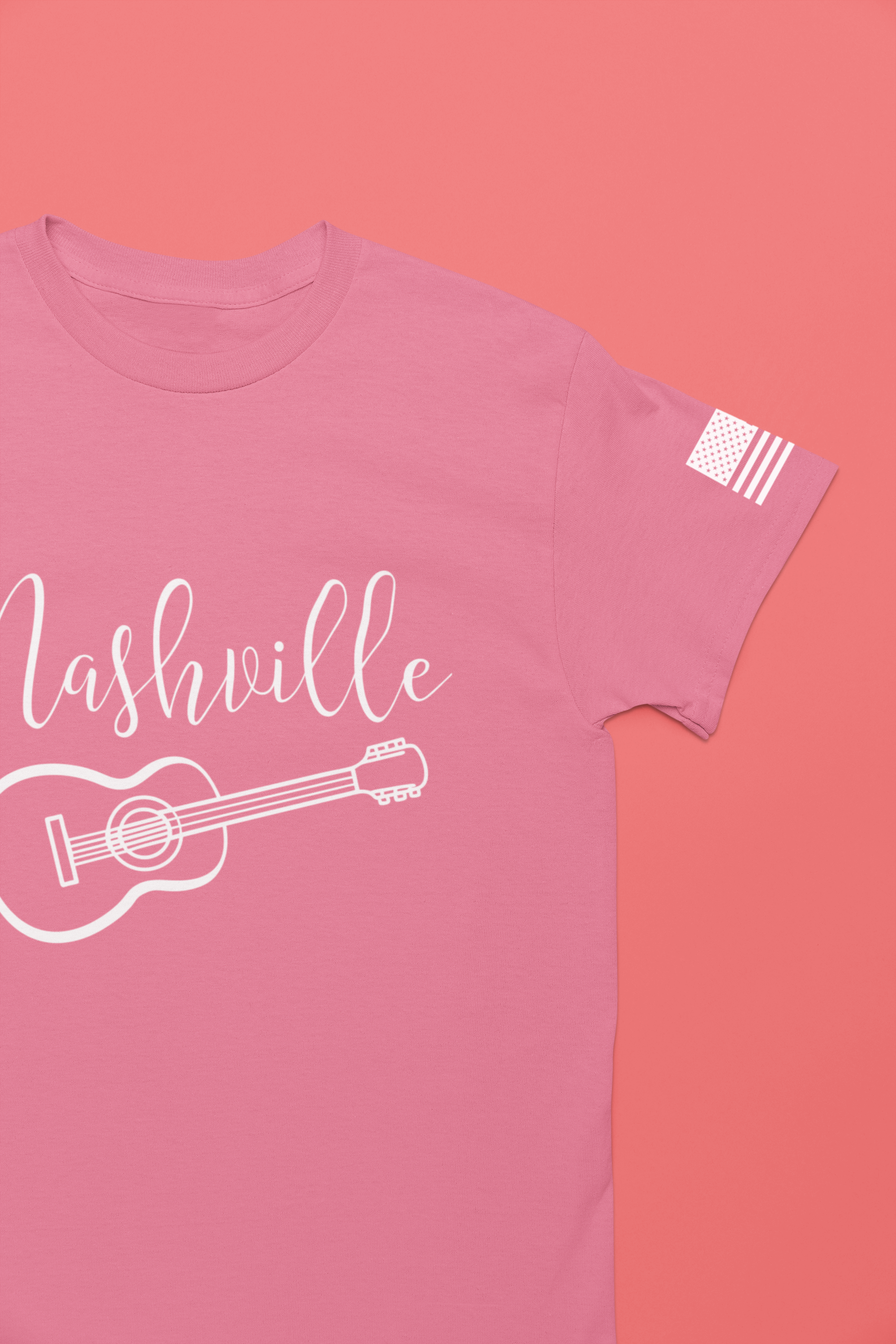 Nashville T-Shirt – Elegant Script with Acoustic Guitar Graphic Tee