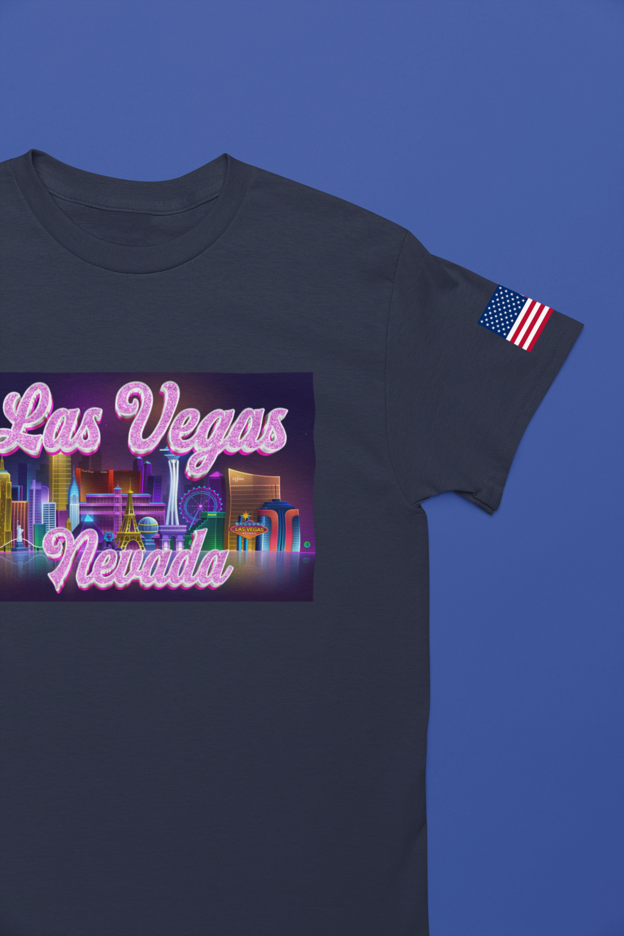 Las Vegas Nevada Neon Skyline T-Shirt – Glowing Strip Night Scene Souvenir Tee