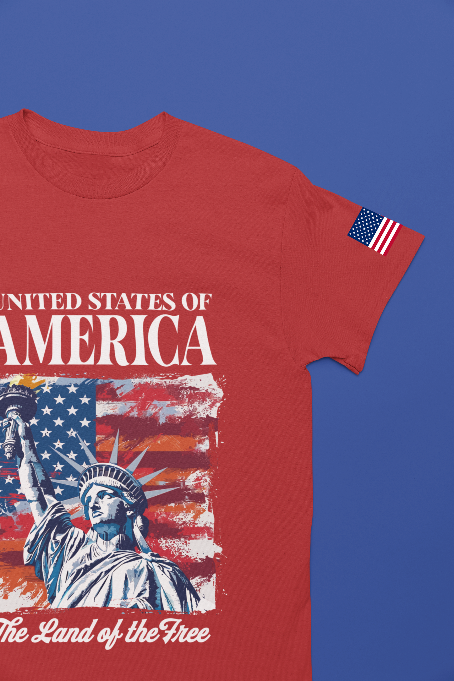 United States of America T-Shirt – Land of the Free Statue of Liberty Patriotic Graphic Tee
