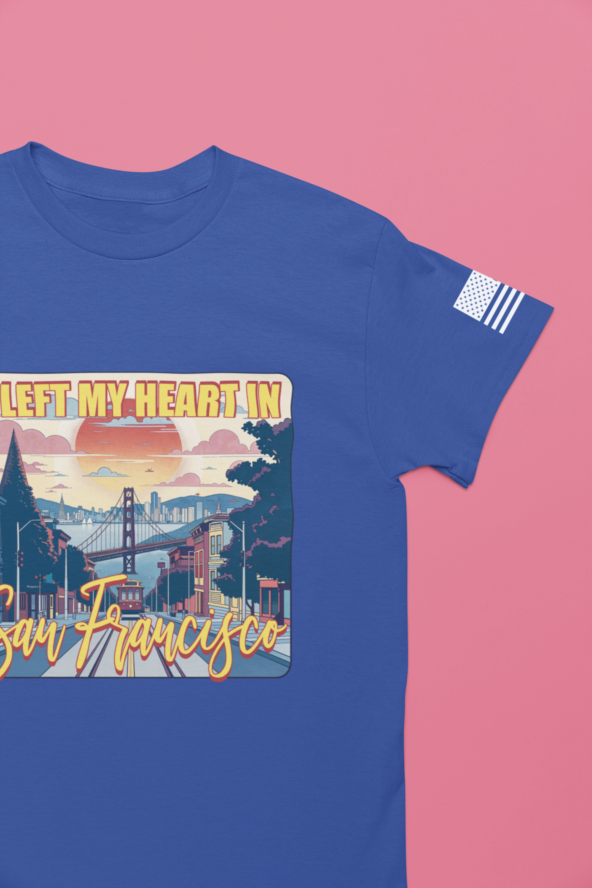I Left My Heart in San Francisco T-Shirt – Retro Golden Gate Bridge & Cable Car Graphic Tee | SF Souvenir Shirt